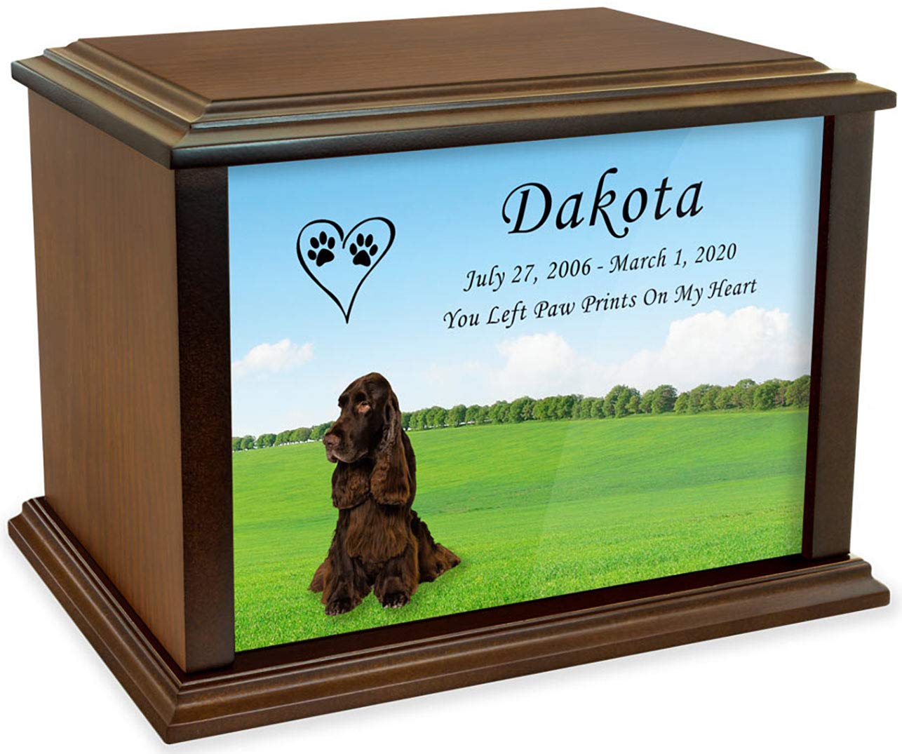 Personalized Field Spaniel Dog Cremation Urn for Ashes - Custom Engraved Pet Memorial Urn - Medium Size Holds Up to 100lbs - Perfect for Home Memorials, Pet Funerals & Keeping Memories Alive