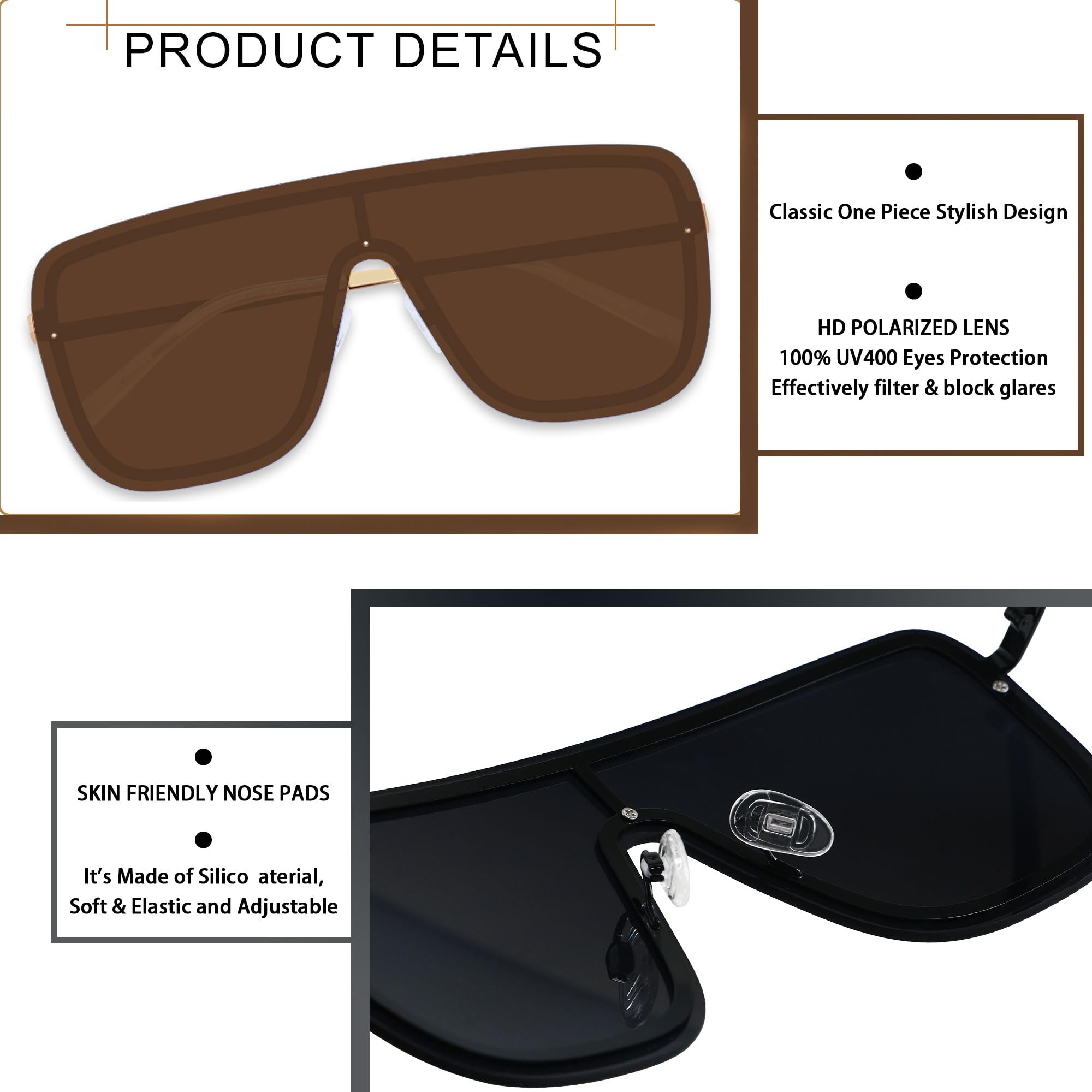 LYZOIT Rimless Oversized Square Sunglasses for Women & Men - UV Protection Flat Top Shield Frameless Sun Glasses | Perfect for Driving, Beach, Outdoor Activities & Fashion Statement