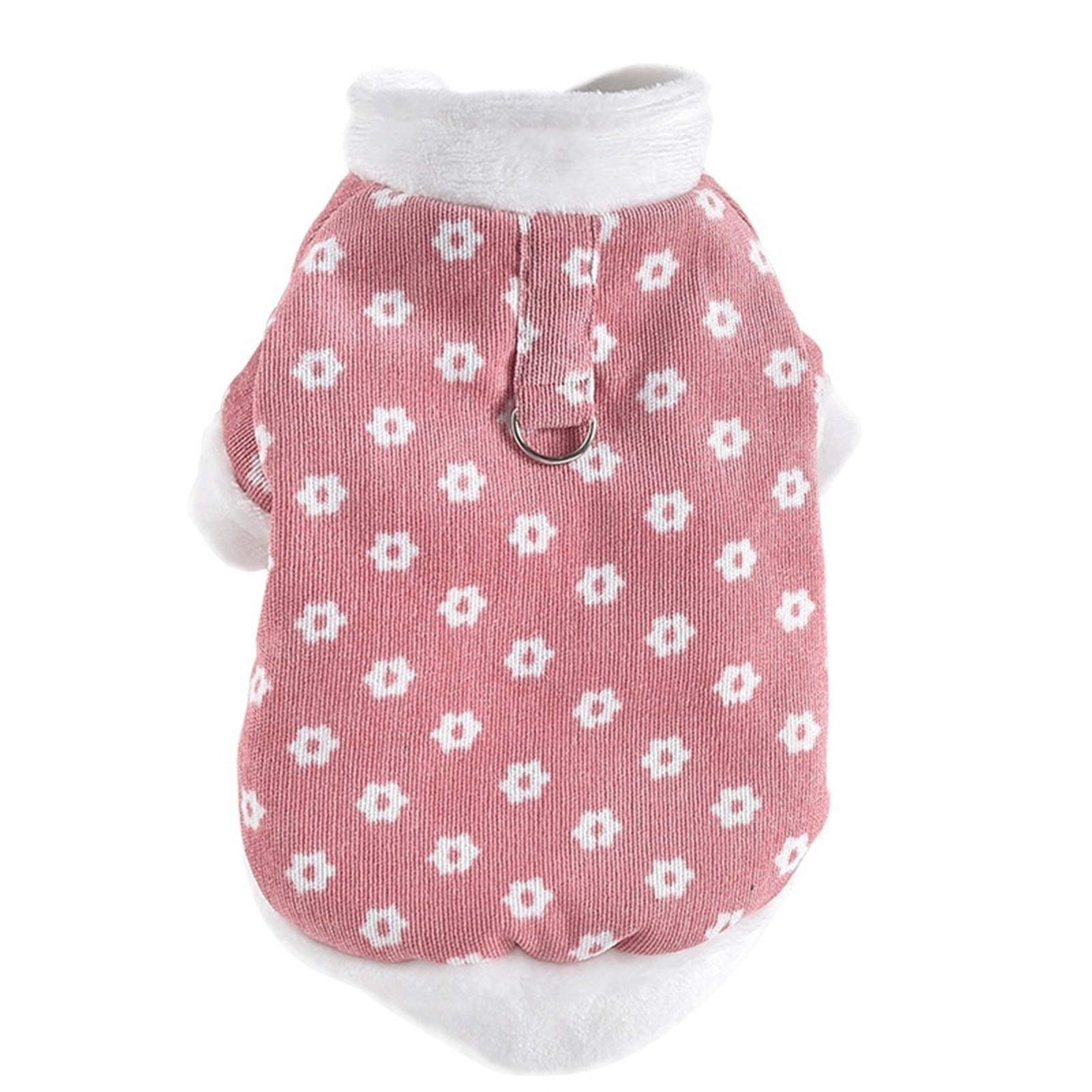 YWSZY 2020 Winter Dog Jacket - Warm Corduroy Pet Coat for Small Dogs & Cats, Puppy Outfit with Floral Design - Perfect for Cold Weather Walks & Indoor Comfort
