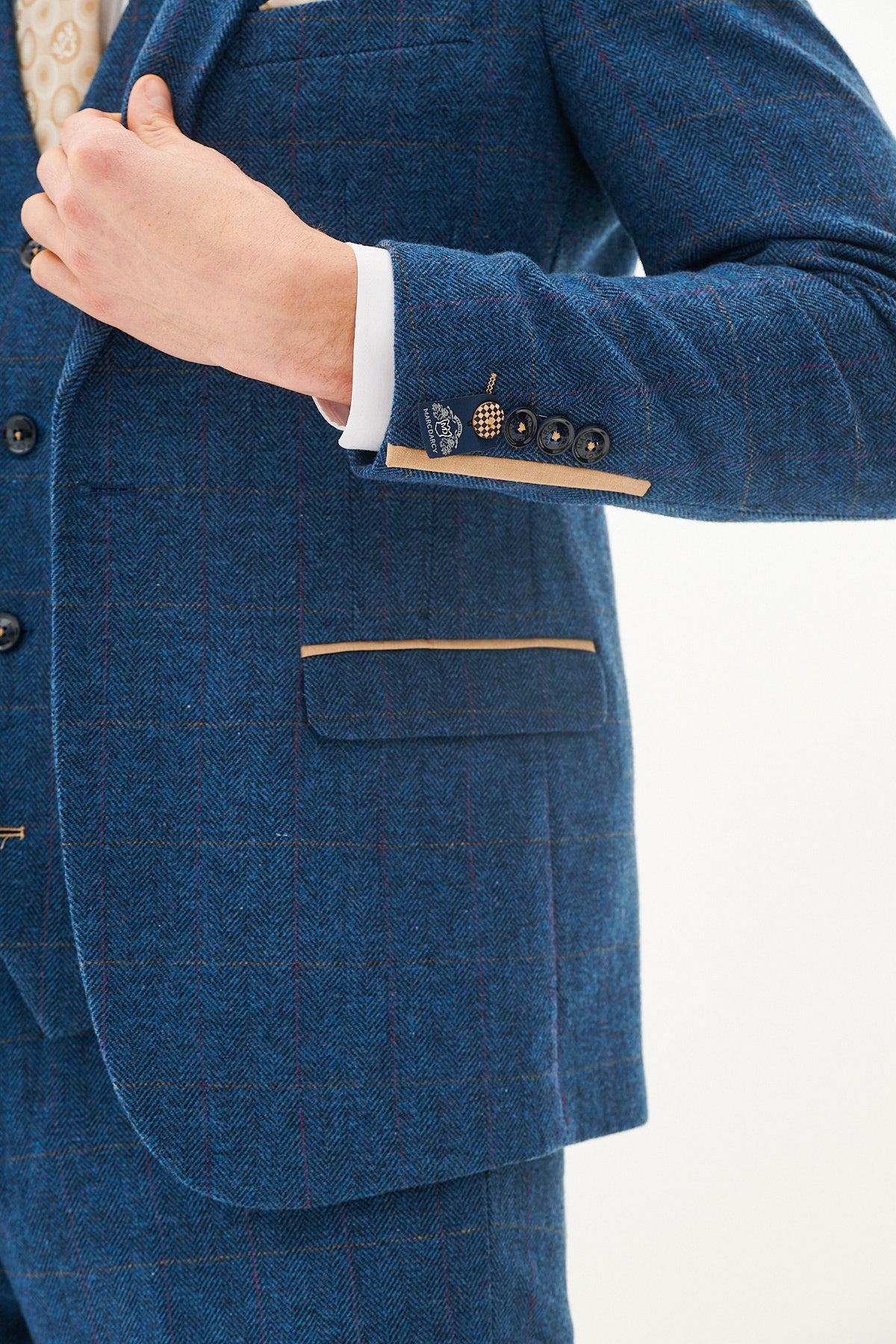 DION Blue Tweed Check Blazer for Women - Classic Slim Fit Single Breasted Jacket - Perfect for Office, Business Meetings & Formal Events