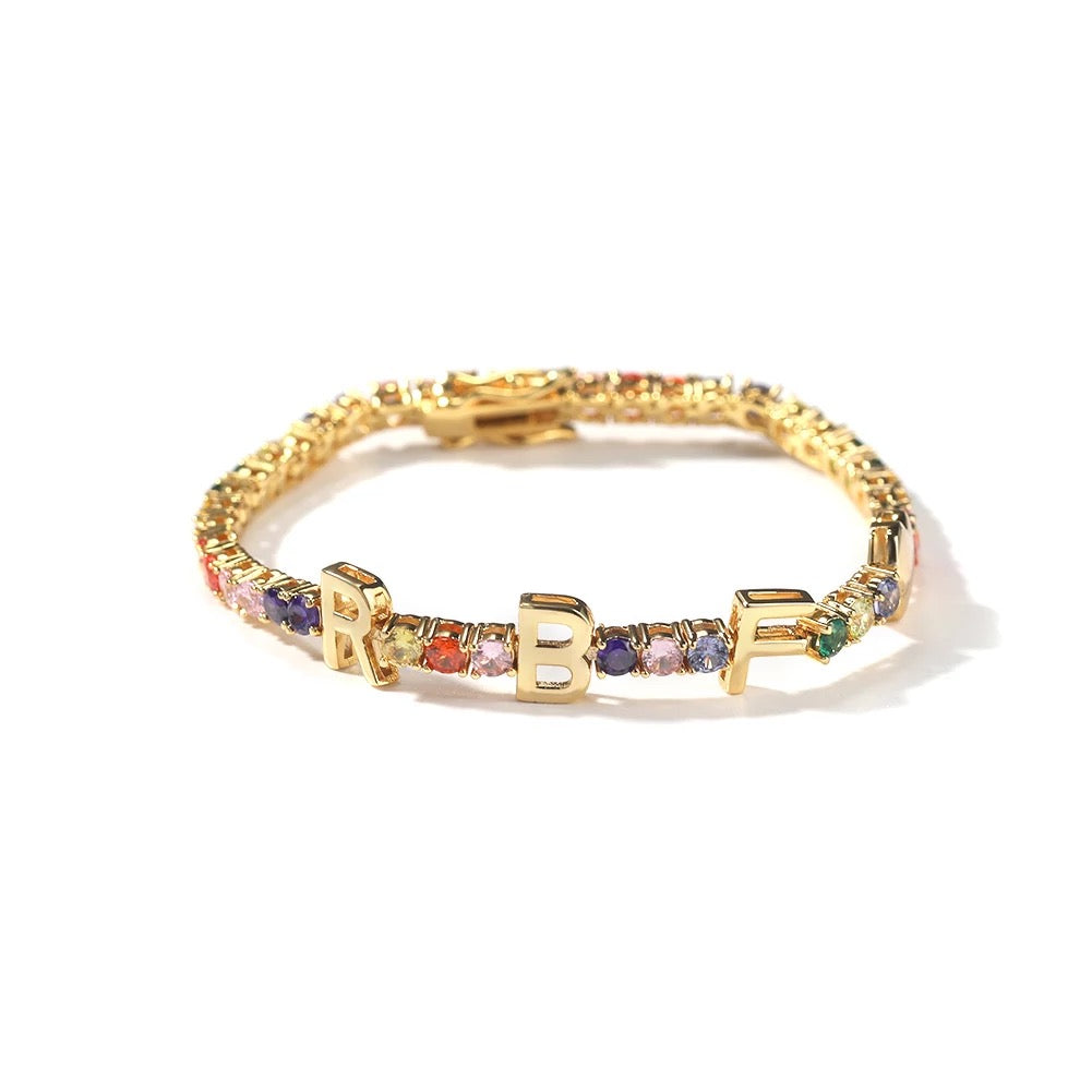Elegant Charm Letter Tennis Bracelet for Women - Dainty Gold/Silver Name Initial Bracelet - Perfect for Gifts, Anniversaries, and Everyday Wear