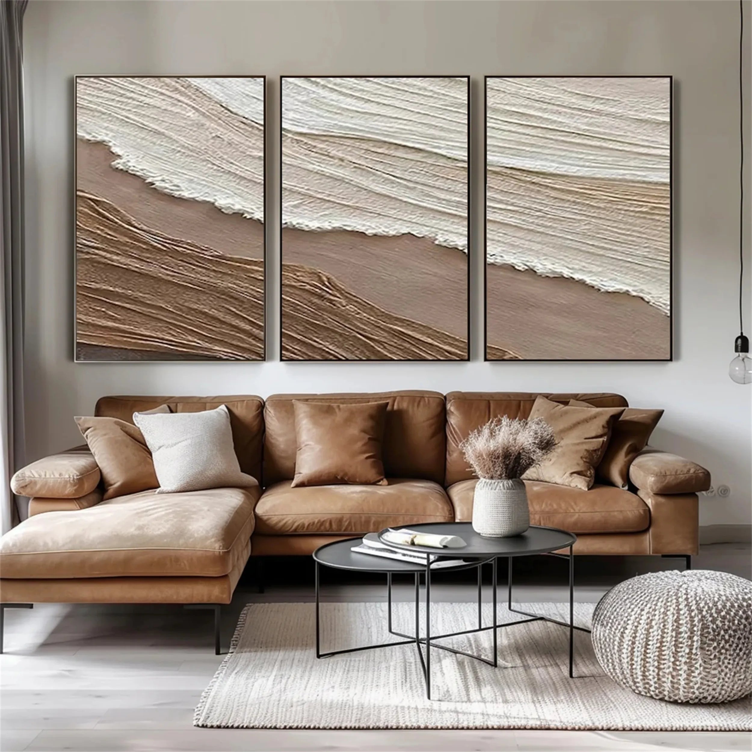Ocean and Sky Painting Set of 3 - Coastal Wall Art for Living Room, Bedroom & Office Decor | Modern Seascape Canvas Prints | Ready to Hang