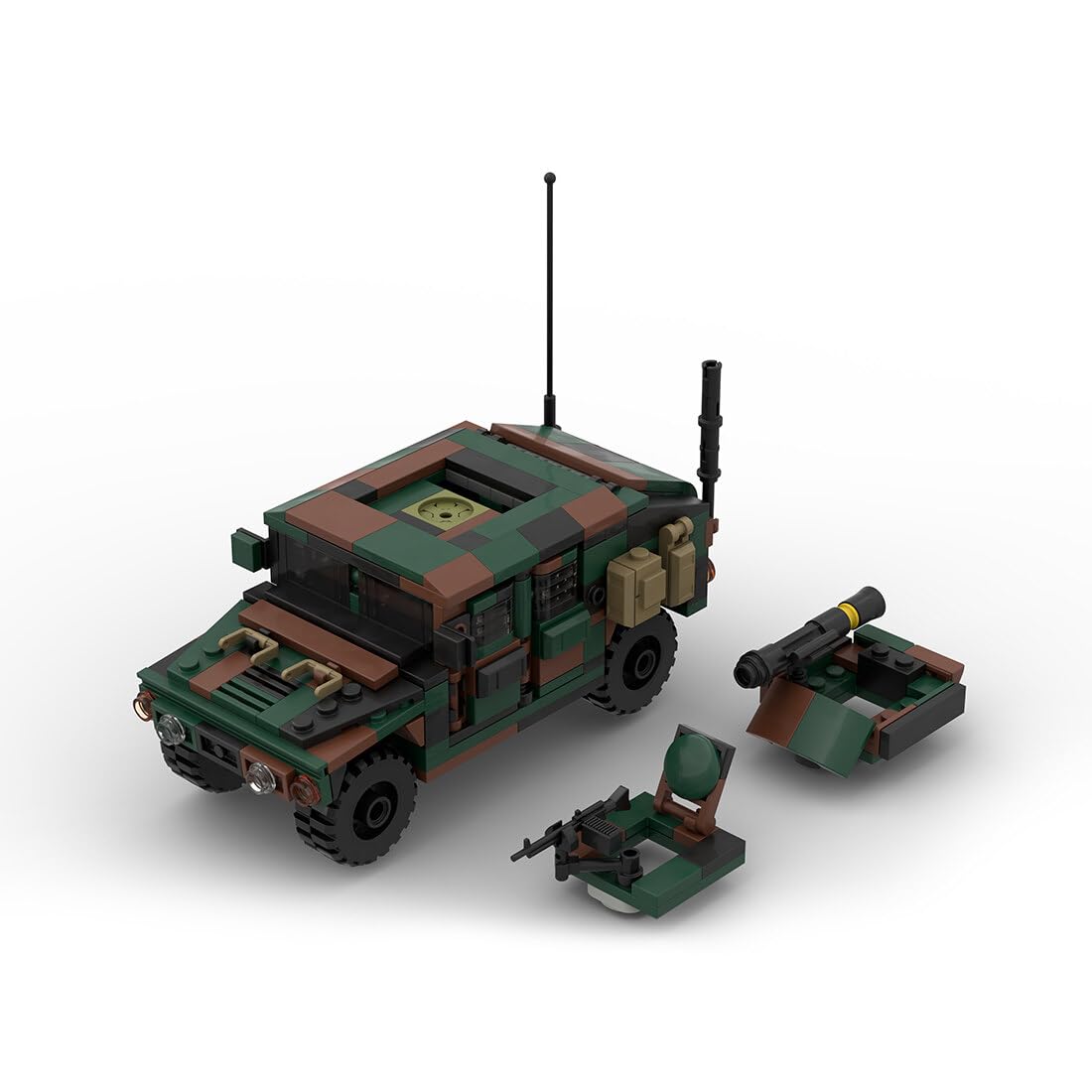 ZYGLO Military M1025A1 Armored Vehicle Building Blocks Set - 392PCS Tricolor Camo Model Kit, Compatible with Lego for Kids & Adults | Perfect for Military Enthusiasts, STEM Learning & Collectible Display