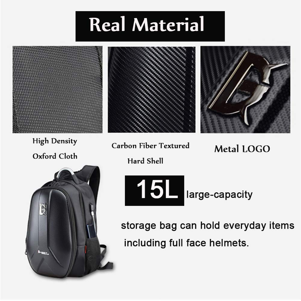 Waterproof Motorcycle Helmet Backpack 15L - Large Capacity Hard Shell Cycling Backpack for Men - Durable Storage Bag for Commuting, Travel & Outdoor Adventures
