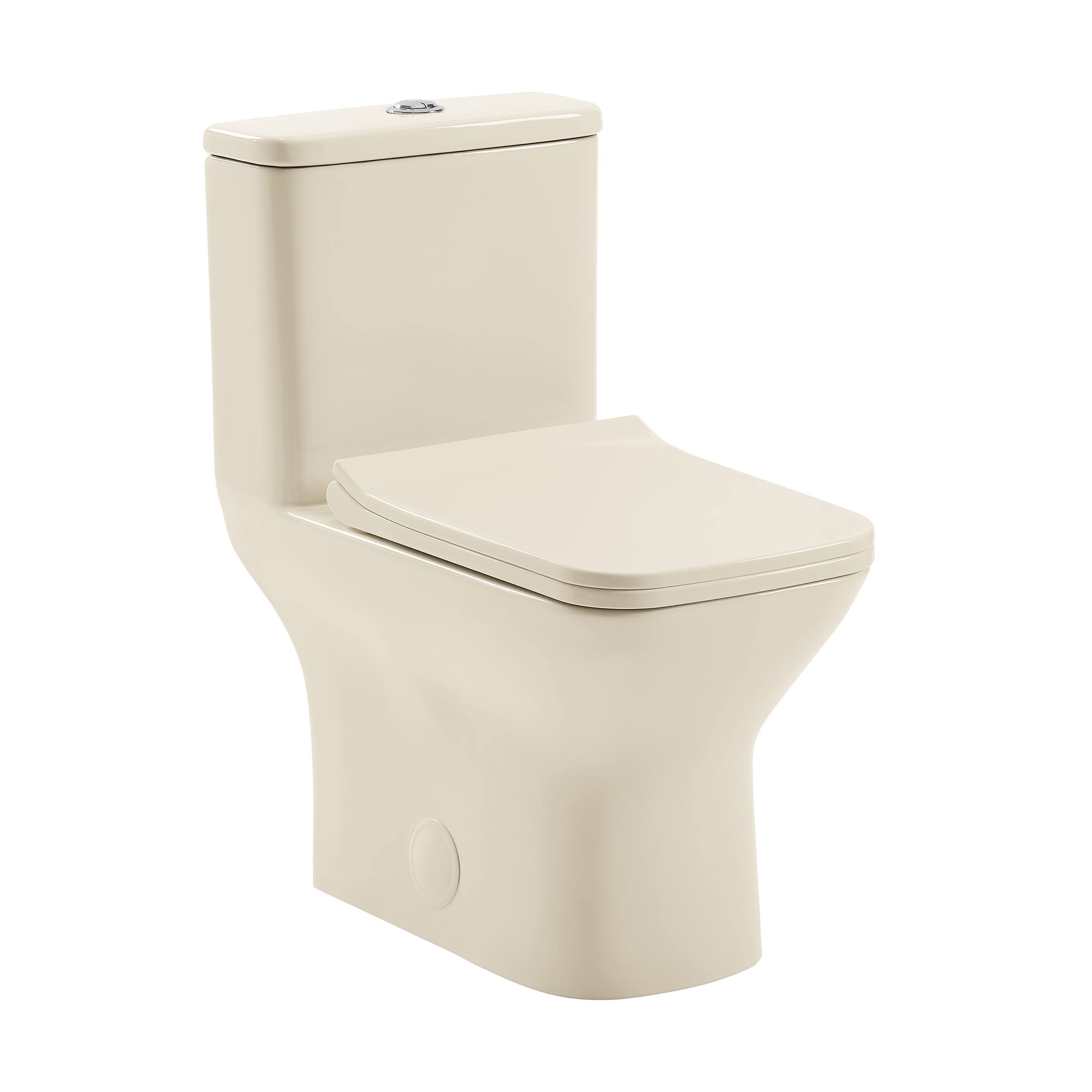 Swiss Madison SM-1T256 Carre Modern One-Piece Square Toilet - Dual Flush 1.1/1.6 GPF - Compact Bathroom Toilet in Bisque | Perfect for Small Bathrooms & Contemporary Home Decor
