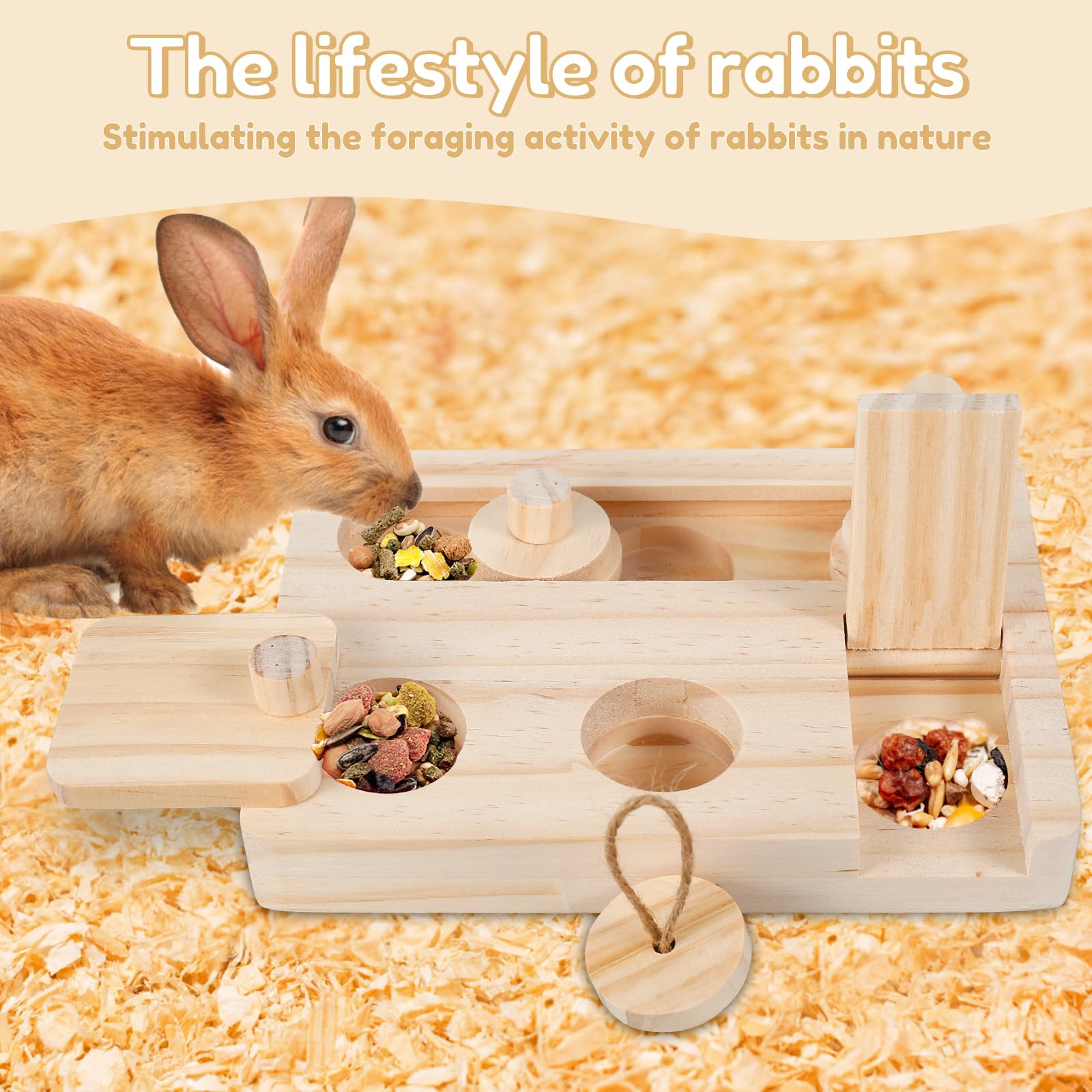 6 in 1 Wooden Small Animal Foraging Toy Set - Interactive Enrichment Toys for Hamsters, Guinea Pigs, Rabbits, Chinchillas & Gerbils - Perfect for Cage Play, Exercise & Mental Stimulation