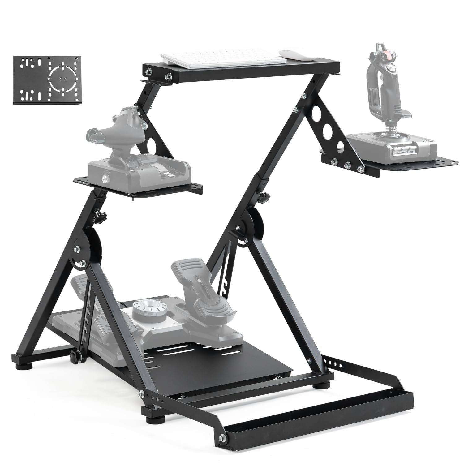 Anman Foldable Flight Simulation Cockpit 3.0 - Adjustable Racing Simulator Cockpit for Logitech, Thrustmaster, HOTAS Warthog & Fanatec (Steering Wheel Not Included) | Perfect for Flight & Racing Sims, Home Gaming Setup & Professional Training