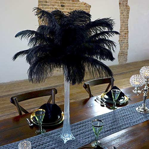 Clear Vase/Black Feathers