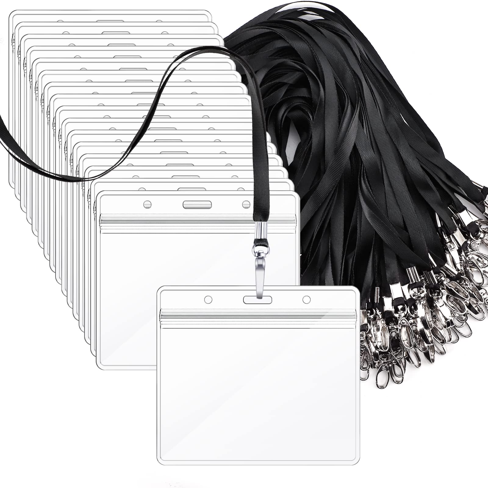 Segarty 100 Pack ID Lanyards with Clear Badge Holder - Waterproof for Office, School & Business