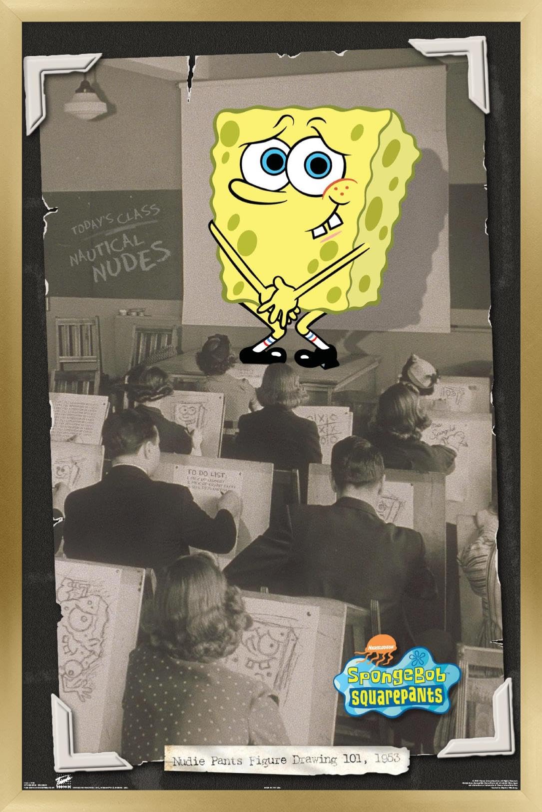 Trends International Nickelodeon Spongebob Squarepants Gold Framed Wall Poster 14.725