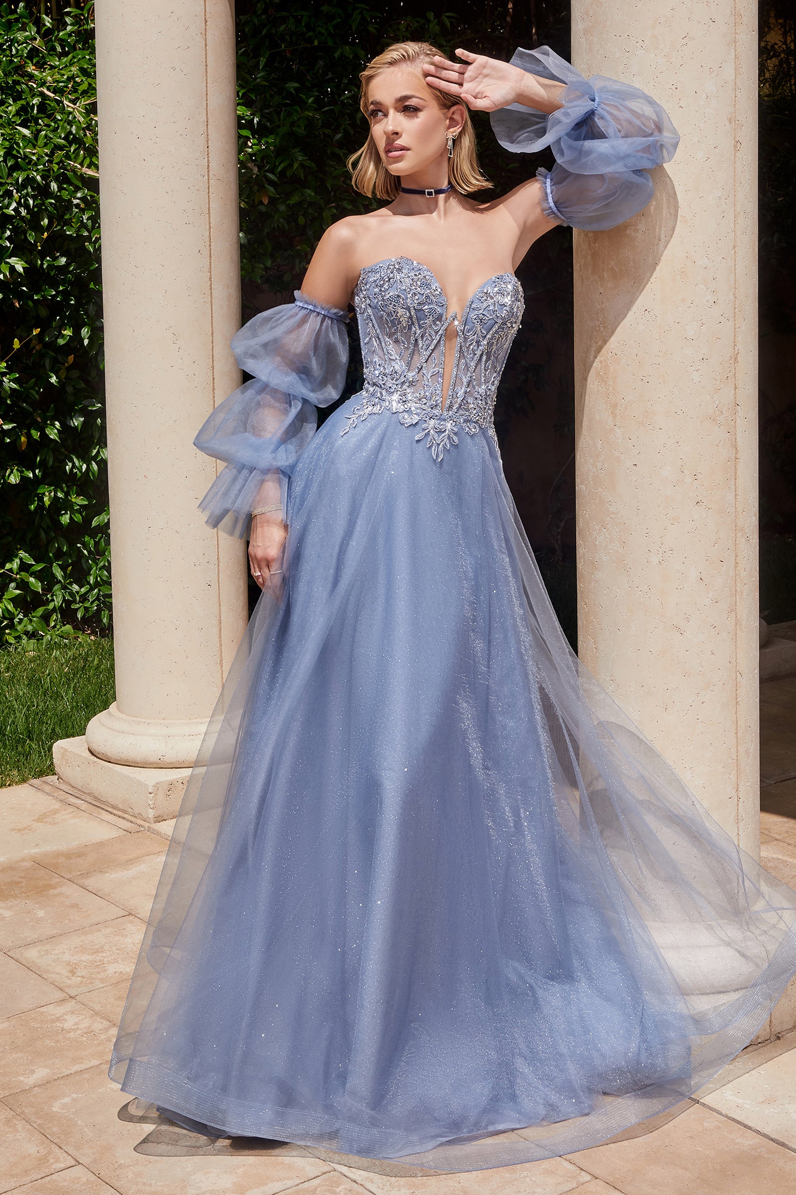 LACHLAN GOWN - Strapless Ball Gown with Removable Sleeves | Elegant Prom Dress & Wedding Guest Dress for Special Occasions