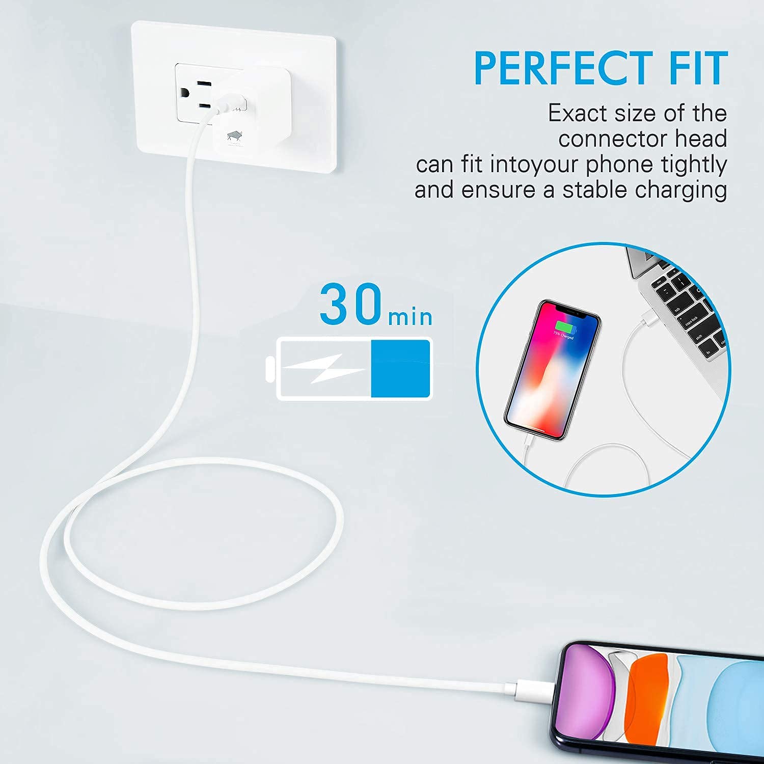 Fast Charging 3A 8 Pin USB Cable for iPhone & iPad - Sync & Charge Cord with Durable Nylon Braid | Perfect for Home, Office & Travel Charging Needs