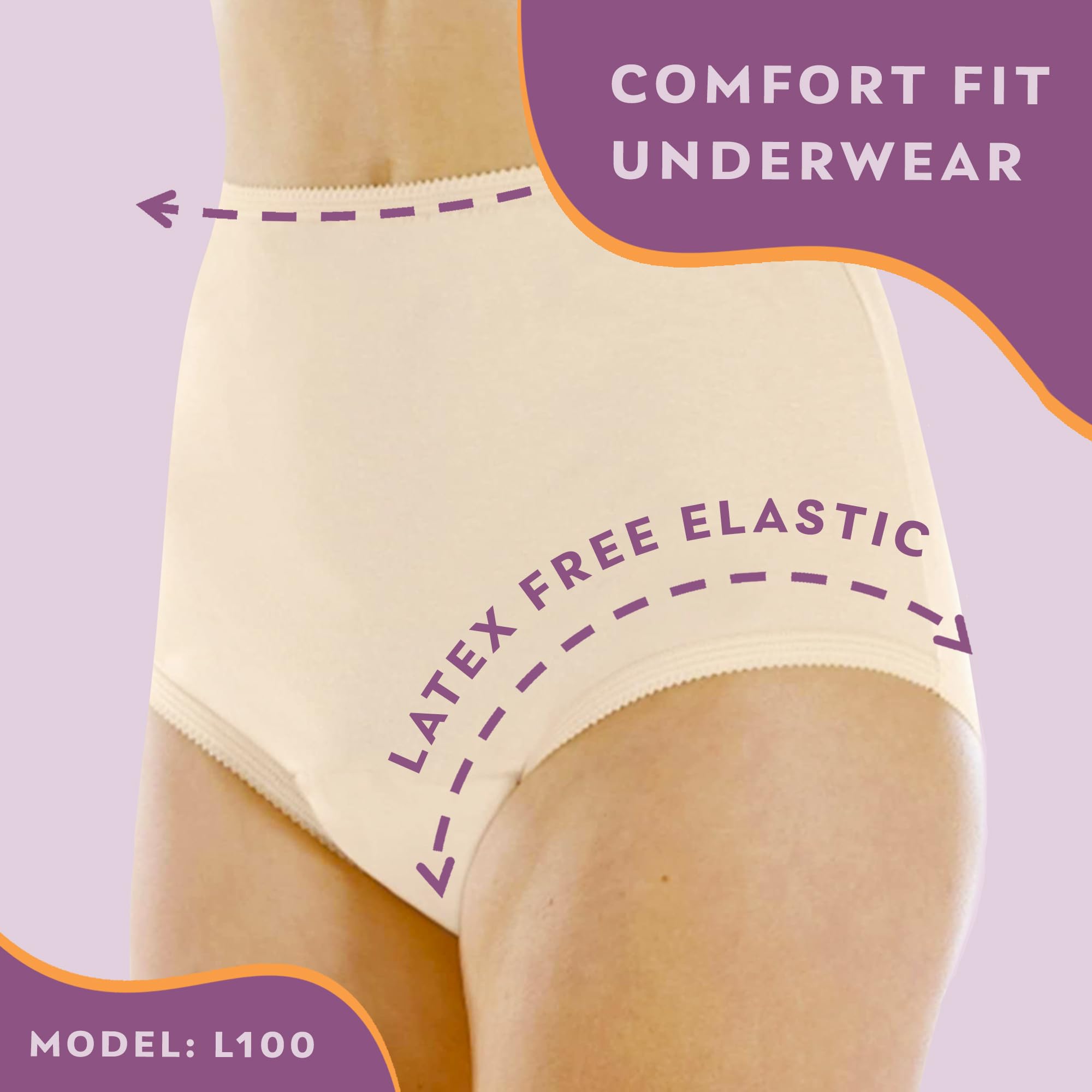 Wearever Women's Cotton Comfort Incontinence Panties for Bladder Control - Reusable & Washable Leak Proof Underwear with Regular Absorbency (Beige, Size S, Fits Hip 35-37