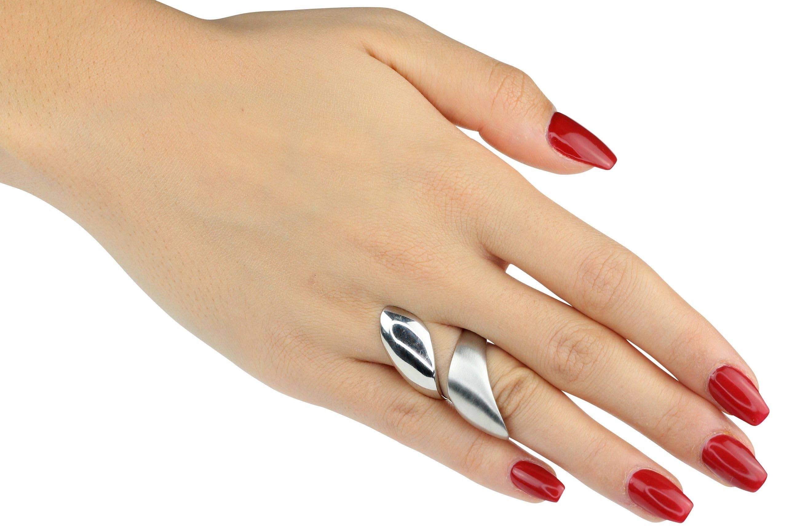 Spiraled Wave Paddle Shovel Ring for Women - 925 Sterling Silver Open Brushed Jewelry | Perfect for Beach Vacations, Date Nights & Boho Fashion