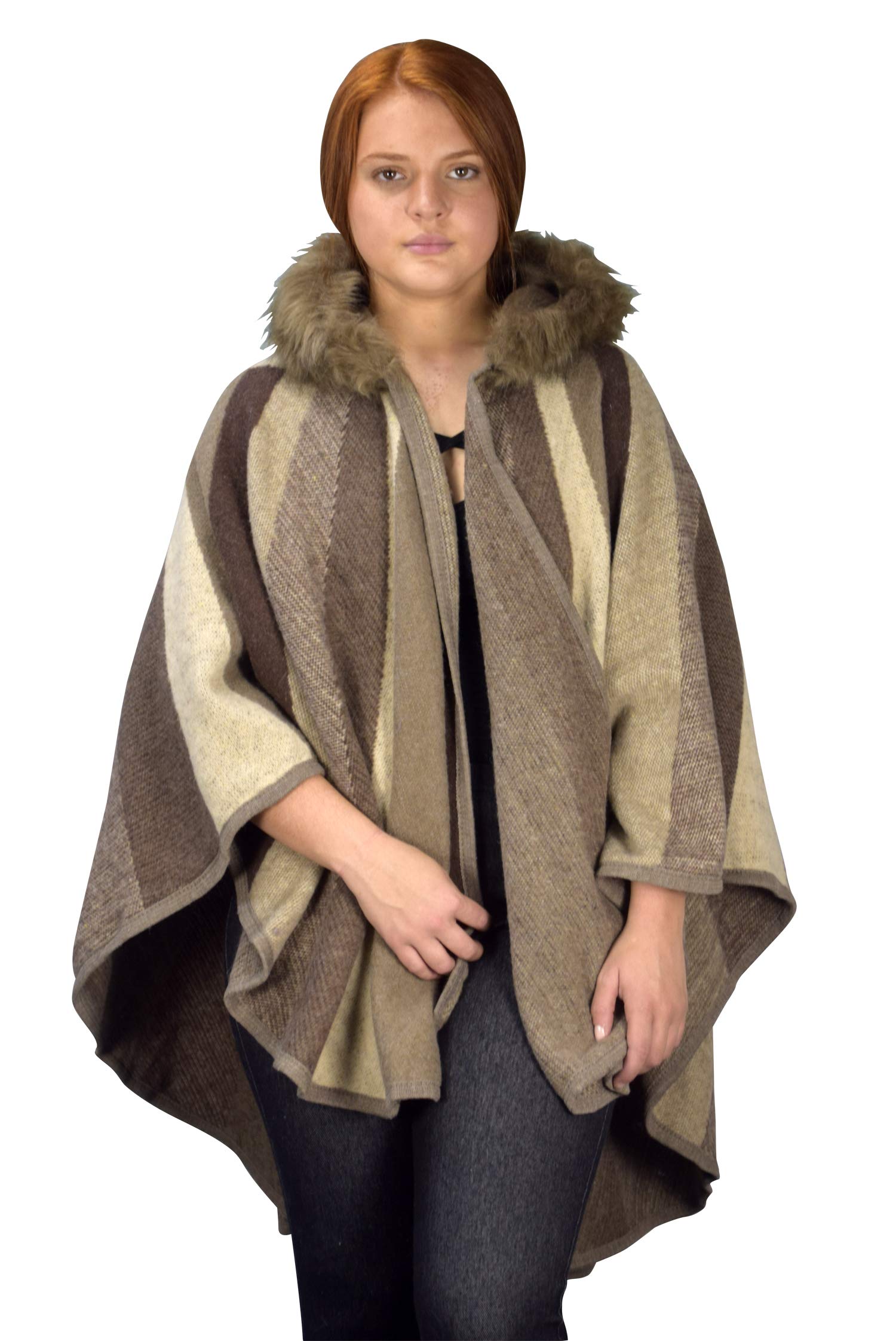 Women's Faux Fur Poncho Sweater - Cozy Oversized Pullover Cape for Fall & Winter - Perfect for Casual Outfits, Lounging at Home, and Outdoor Activities