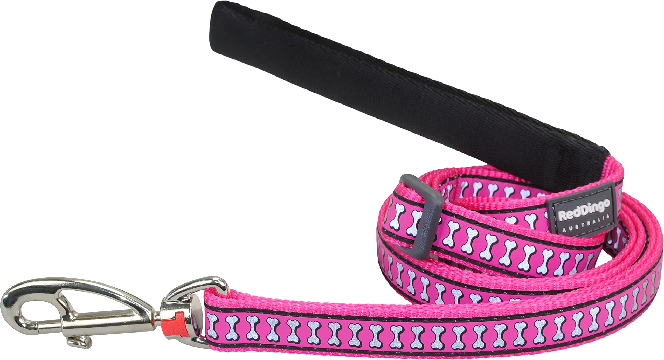 Red Dingo Reflective Dog Leash for Small Dogs - Hot Pink, High Visibility for Night Walks, Safety Collar for Outdoor Adventures and Jogging