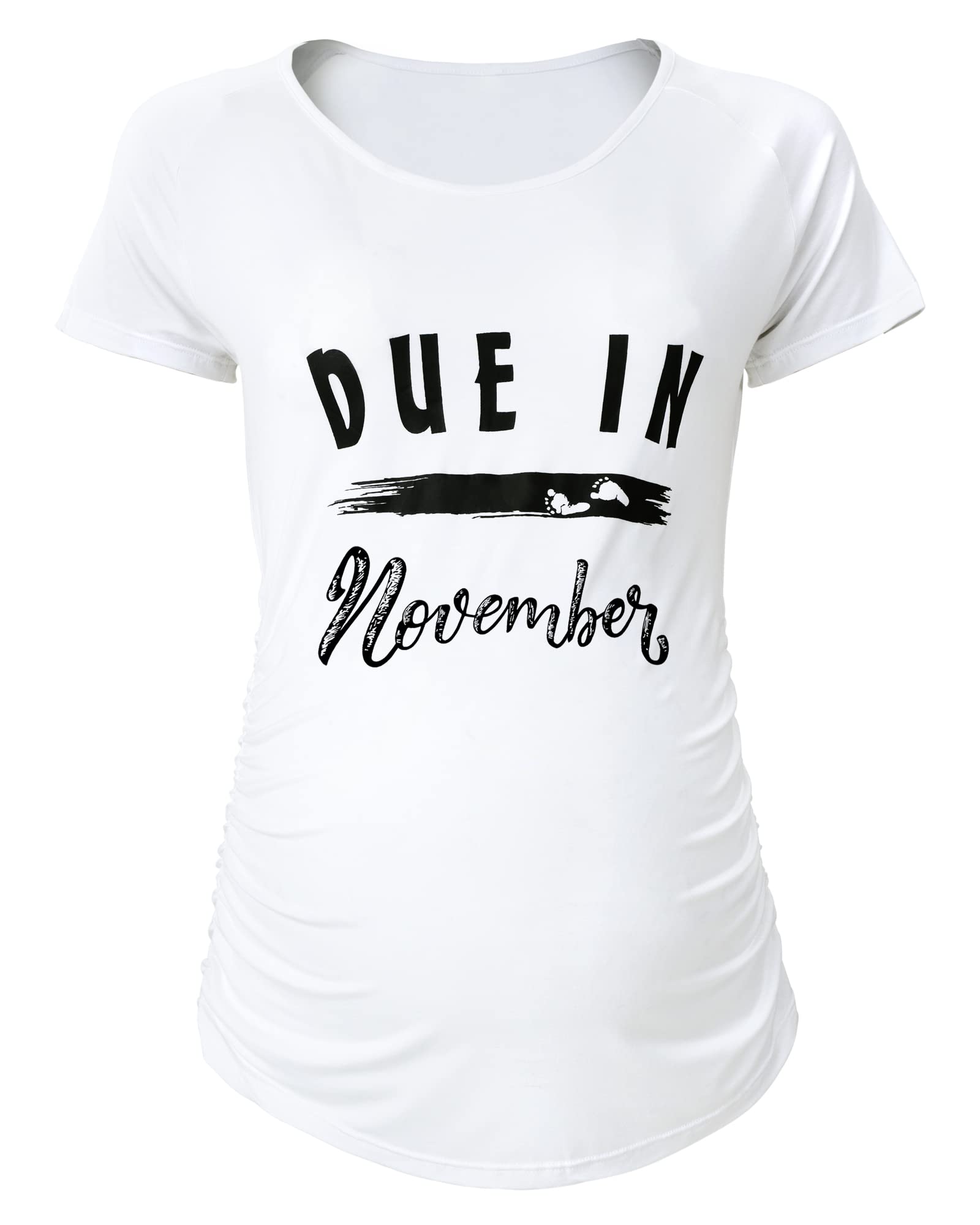 Funny Maternity Shirts for Pregnancy - SUNNYBUY Ruching Side Maternity Tee with Graphic Design | Comfortable & Stylish Maternity Tops for Everyday Wear, Baby Showers & Pregnancy Photos