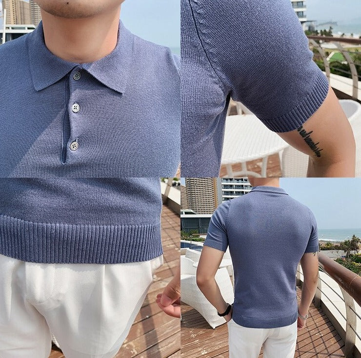 Men's Summer Cotton Short Sleeve Polo Shirt - Breathable Casual Tee for Outdoor Activities, Golf & Travel