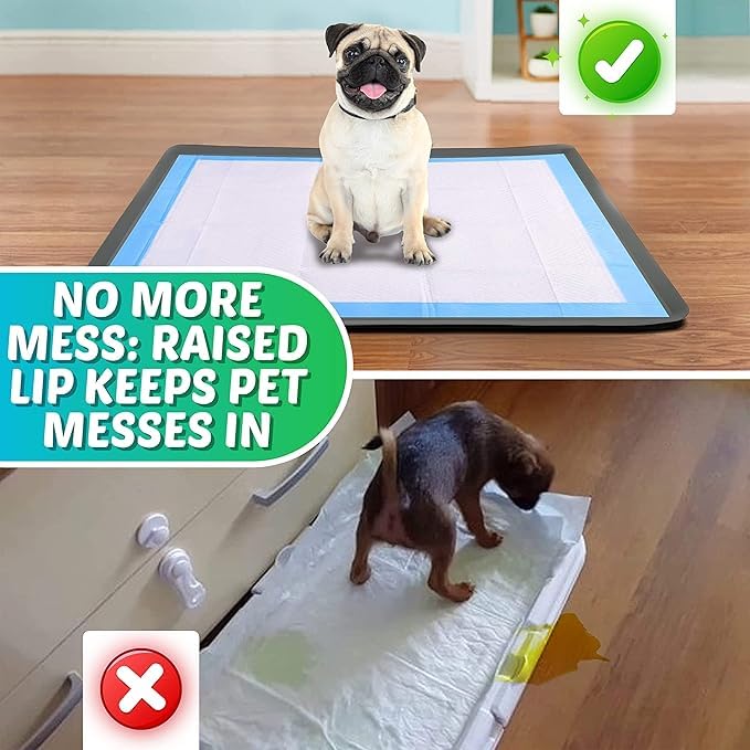 TidyFriend Non-Slip Silicone Dog Pad Holder Tray for 30x36 Inch Training Pads | Leak-Proof Puppy Potty Tray with Raised Edges | Easy to Clean & Store | Ideal for Indoor Dog Toilet Training & Small Spaces (Grey)
