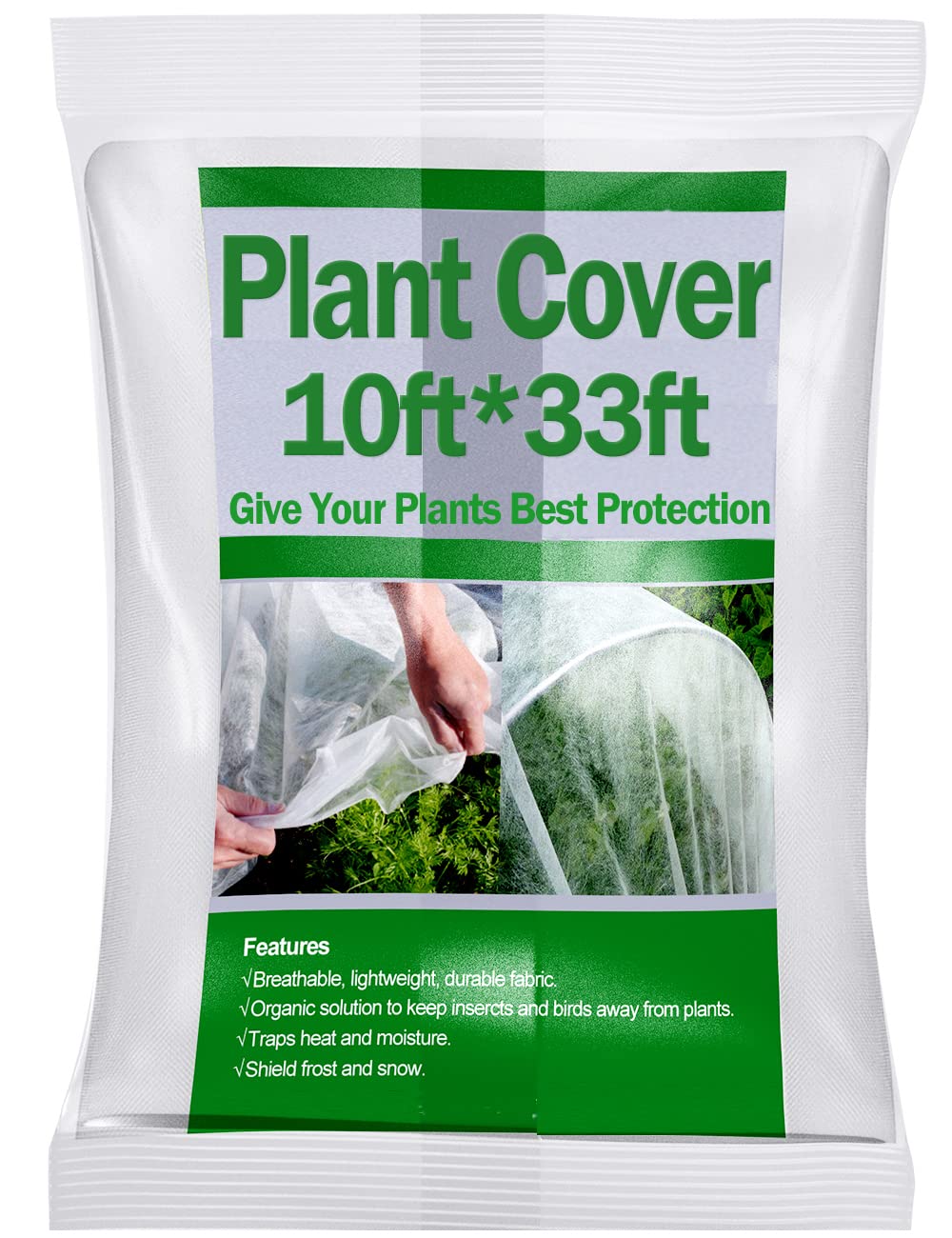 10FT x 33FT Plant Cover Freeze Protection - 1.1oz/yd² Floating Row Cover for Winter Frost, Anti-UV Reusable Garden Blanket - Vegetable & Fruit Protection for Cold Weather, Greenhouses & Raised Beds