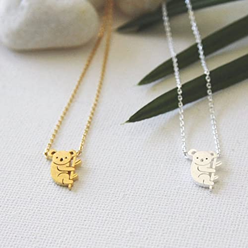 Koala Bear Necklace - Sterling Silver Koala Pendant Jewelry with 18K Gold Plating | Cute Animal Charm Gift for Women, Girls | Perfect for Birthday, Anniversary, Christmas & Everyday Wear