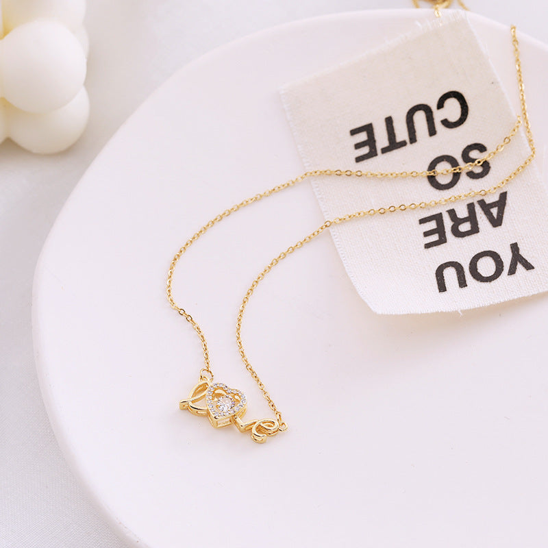 Valentine's Day Gift for Her - Titanium Steel Love Necklace Women's Fashion Jewelry, Elegant Clavicle Chain for Anniversary, Date Night & Romantic Occasions