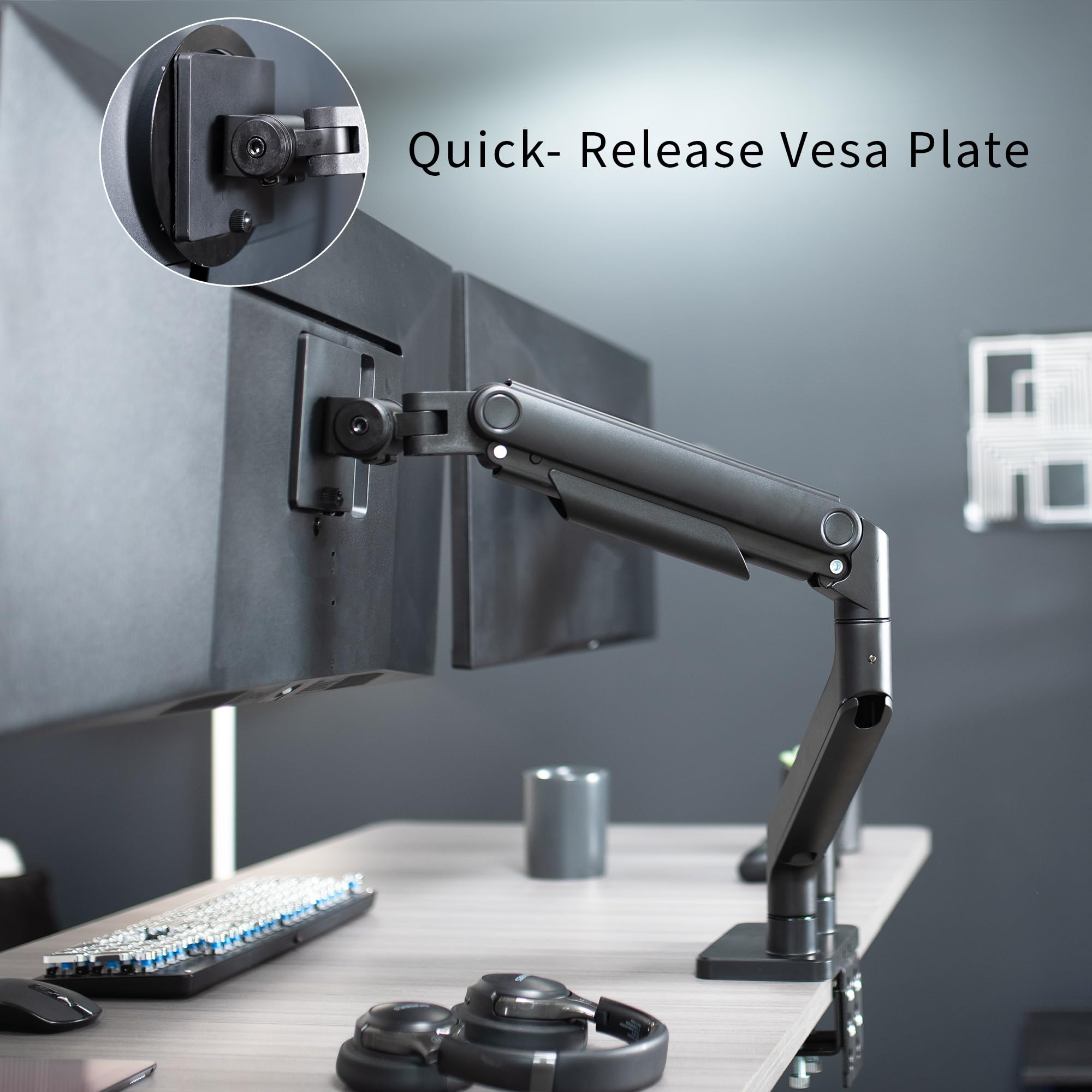 VIVO Heavy Duty Dual Ultra-Wide Monitor Mount Stand for 45 inch Screens up to 44 lbs per Arm - Premium Desk Mount for 2 Ultrawide Monitors, Black (STAND-V200E) - Perfect for Gaming Setup, Home Office, and Multi-Screen Workstations