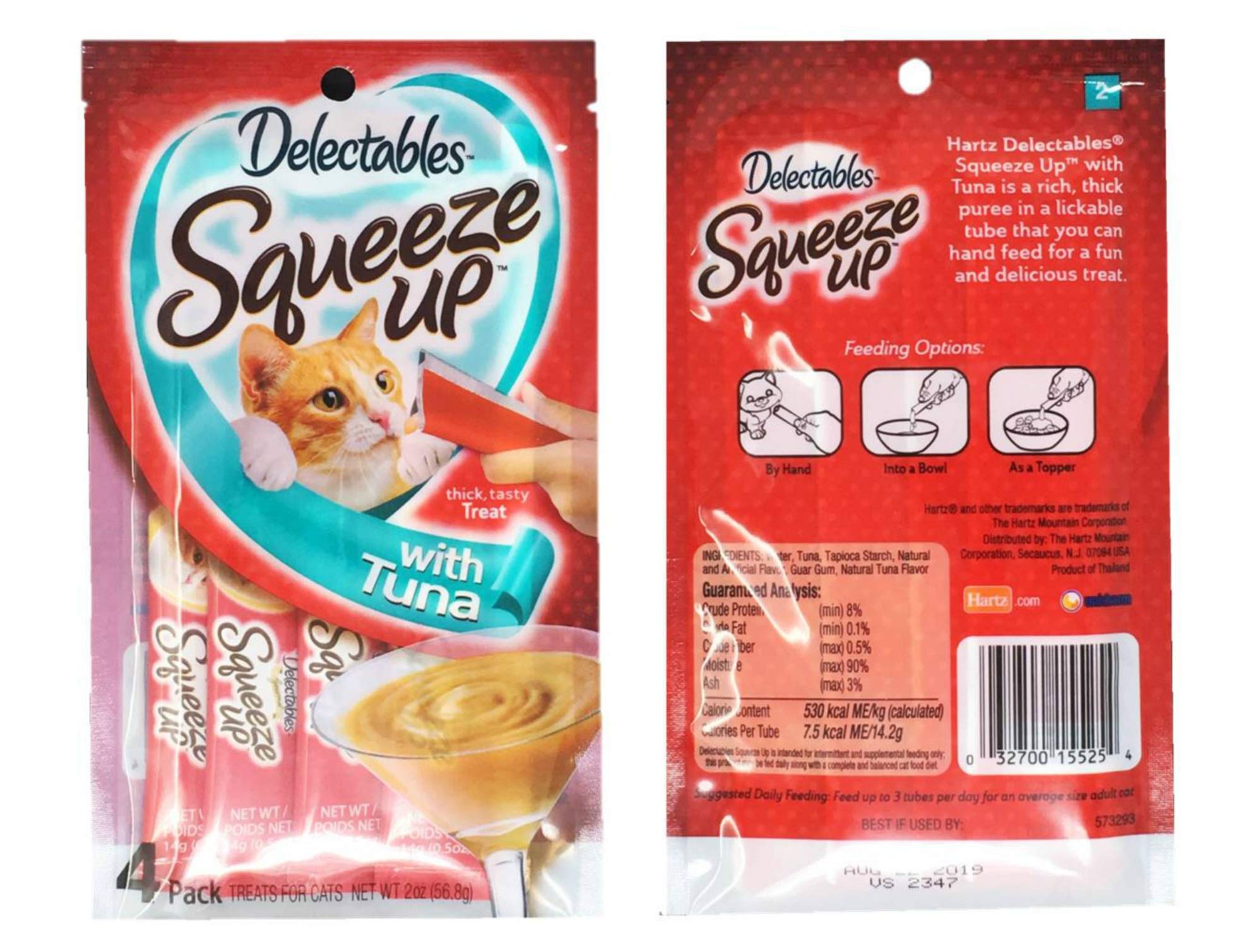 Hartz Squeeze Up Cat Treats Variety Pack - 3 Tasty Flavors (Tuna, Chicken, Tuna & Shrimp) 2oz Each | Soft Pate Treats for Cats | Perfect for Training, Bonding & Snack Time