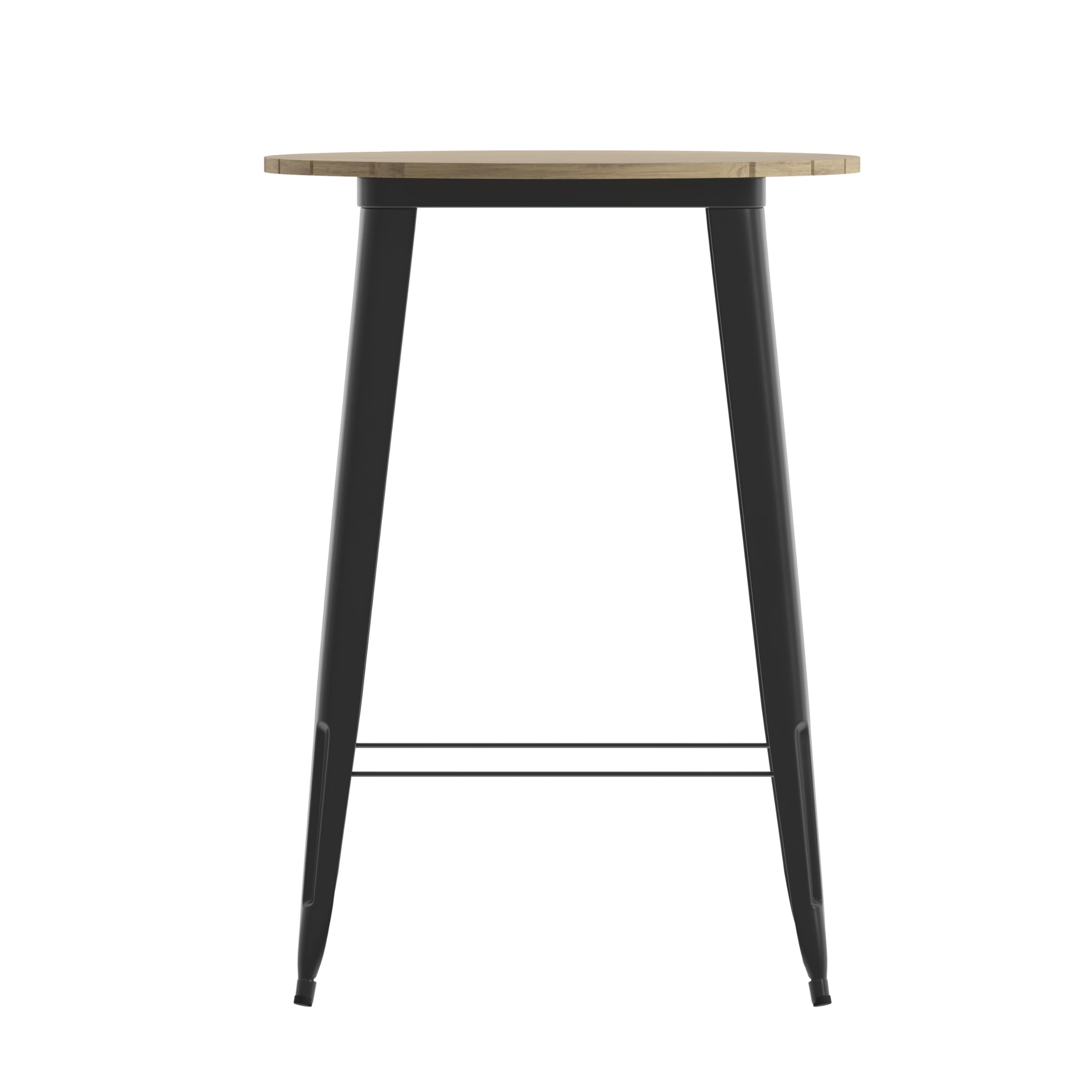 EMMA + OLIVER Drew 30-inch Round Bar Height Dining Table - Black Poly Resin Tabletop with Steel Base - All-Weather Indoor/Outdoor Use - Perfect for Patio, Deck, Garden or Kitchen Breakfast Nook