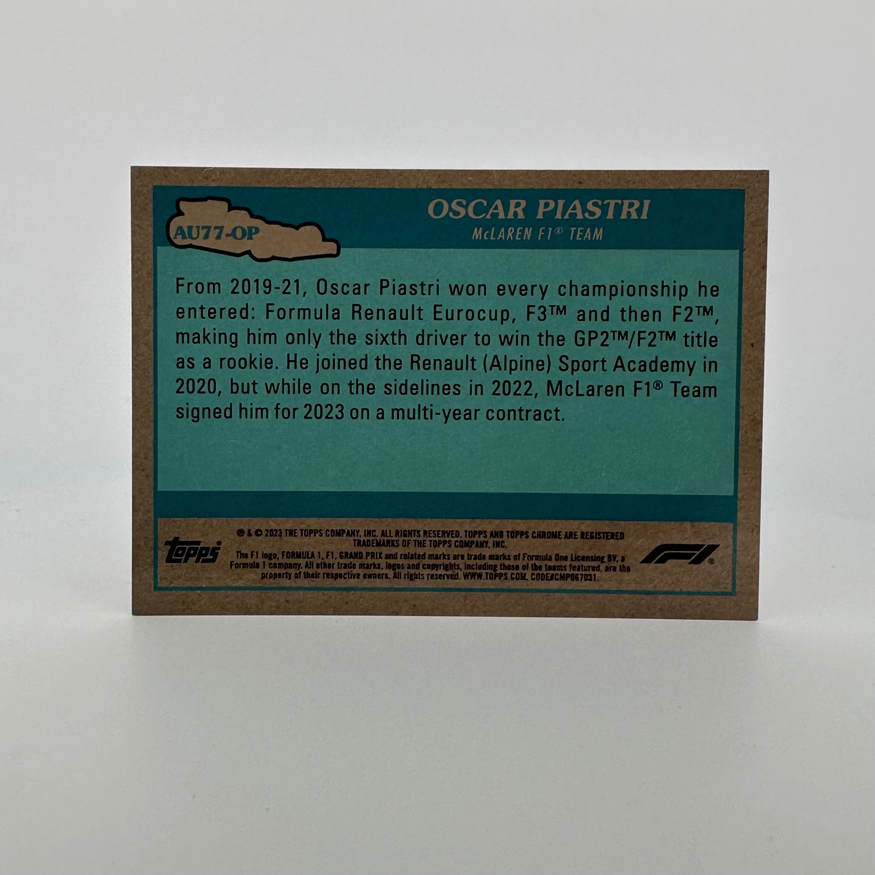 2023 Topps Chrome Oscar Piastri #AU77 Orange Refractor 10/25 - F1 Racing Collectible Card for Fans & Investors - Perfect for Trading, Display, and Memorabilia Collections
