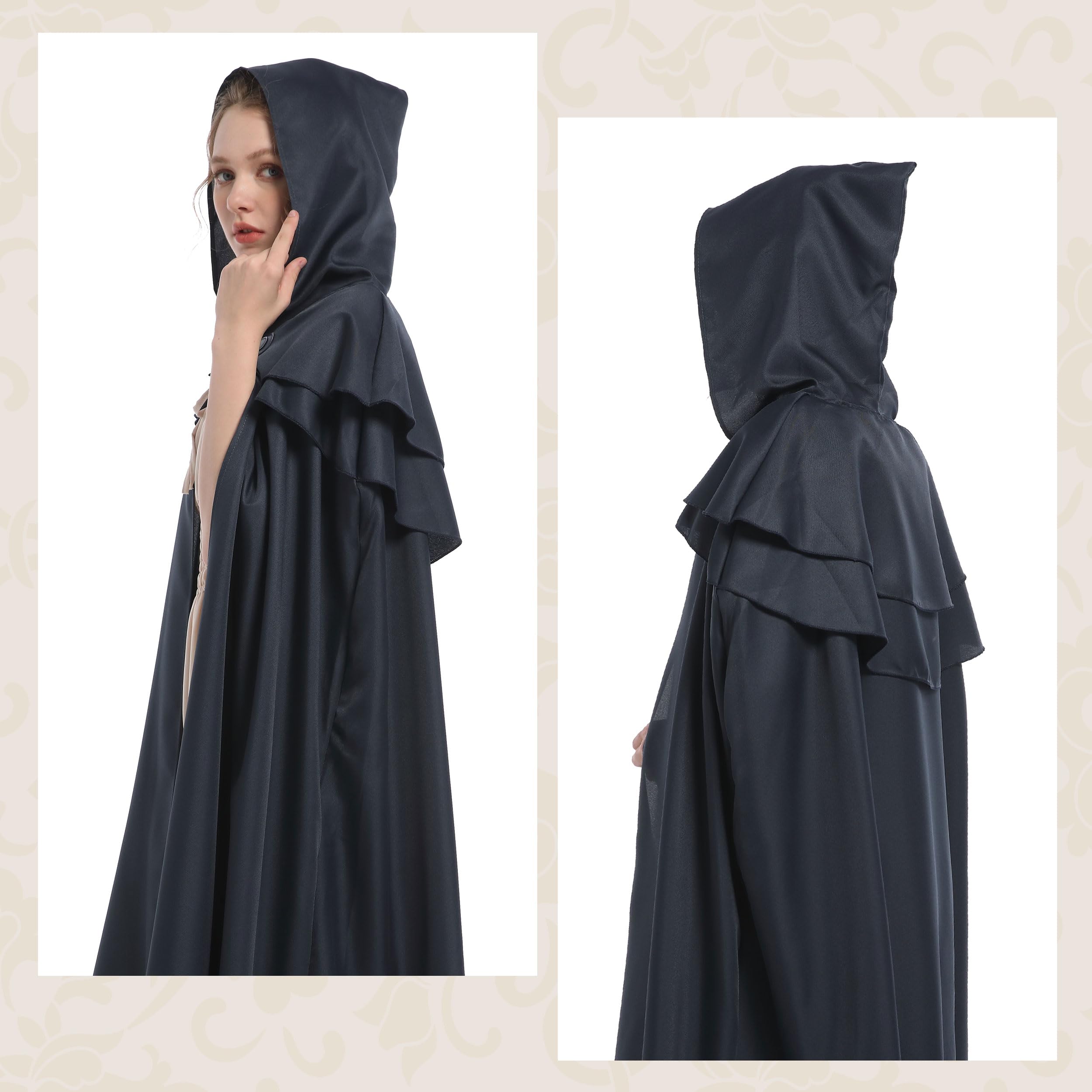 Medieval Hooded Cloak for Men & Women - Renaissance Cape, Viking Costume Cloak for LARP, Cosplay & Historical Reenactment