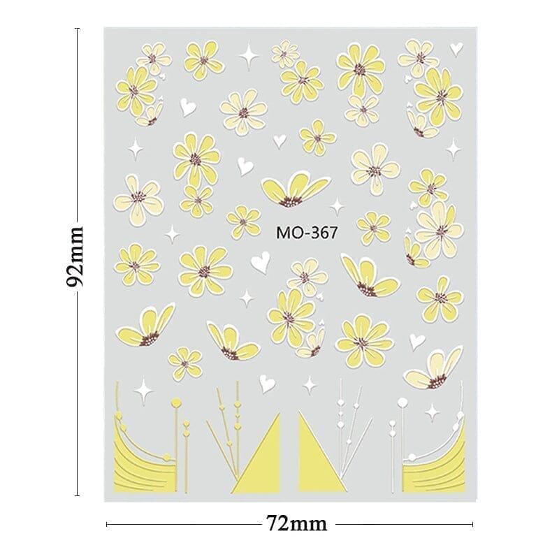 3D Multicolor Flower Embossed Nail Stickers MO368 - Perfect for Nail Art, DIY Manicures & Special Occasions