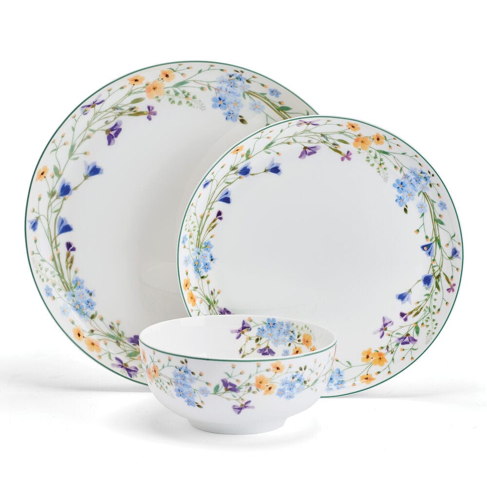 Quinn 12-Piece Dinnerware Set - Service for 4 People, Porcelain Dinner Plates, Bowls & Mugs - Elegant Tableware for Family Dinners, Parties & Everyday Use
