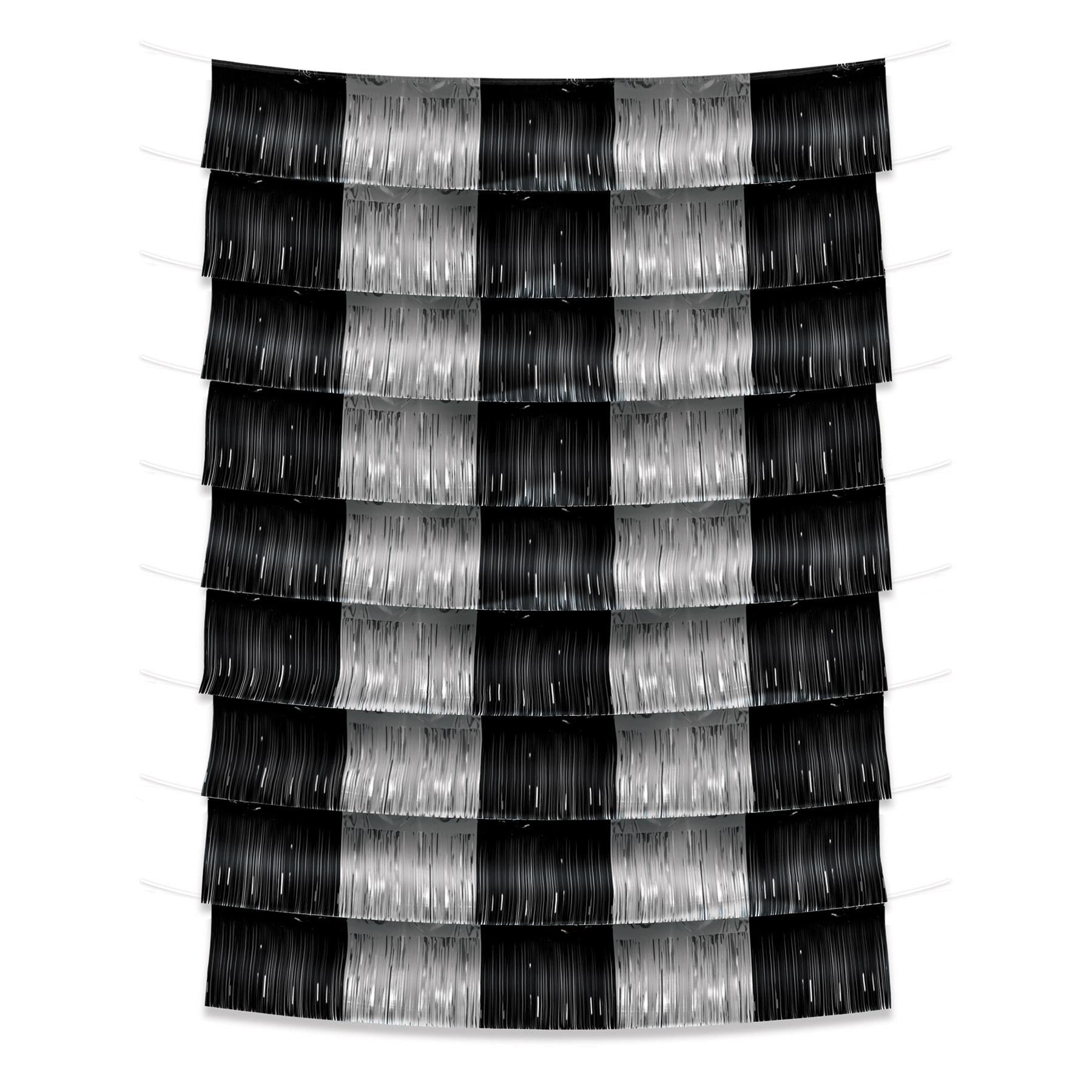 12 Pack Beistle Black and Silver Metallic Party Fringe Garland Backdrop - Premium Decor for Birthday, Wedding, Baby Shower & Holiday Celebrations