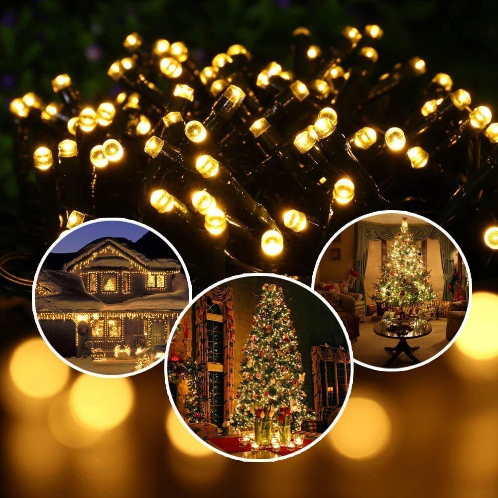 65ft 200 LED Solar String Lights Outdoor Waterproof - 8 Modes Solar Powered Fairy Lights for Garden, Patio, Yard, Tree Decor - Warm White | Perfect for Outdoor Parties, Weddings & Holiday Decorations
