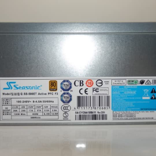 Seasonic SS-500ET 500W 80+ Bronze Certified ATX Power Supply with Active PFC, Dual +12V Rails, 2x SATA Connectors - Perfect for Gaming PCs, Workstations & Home Office Computers (RoHS Compliant)