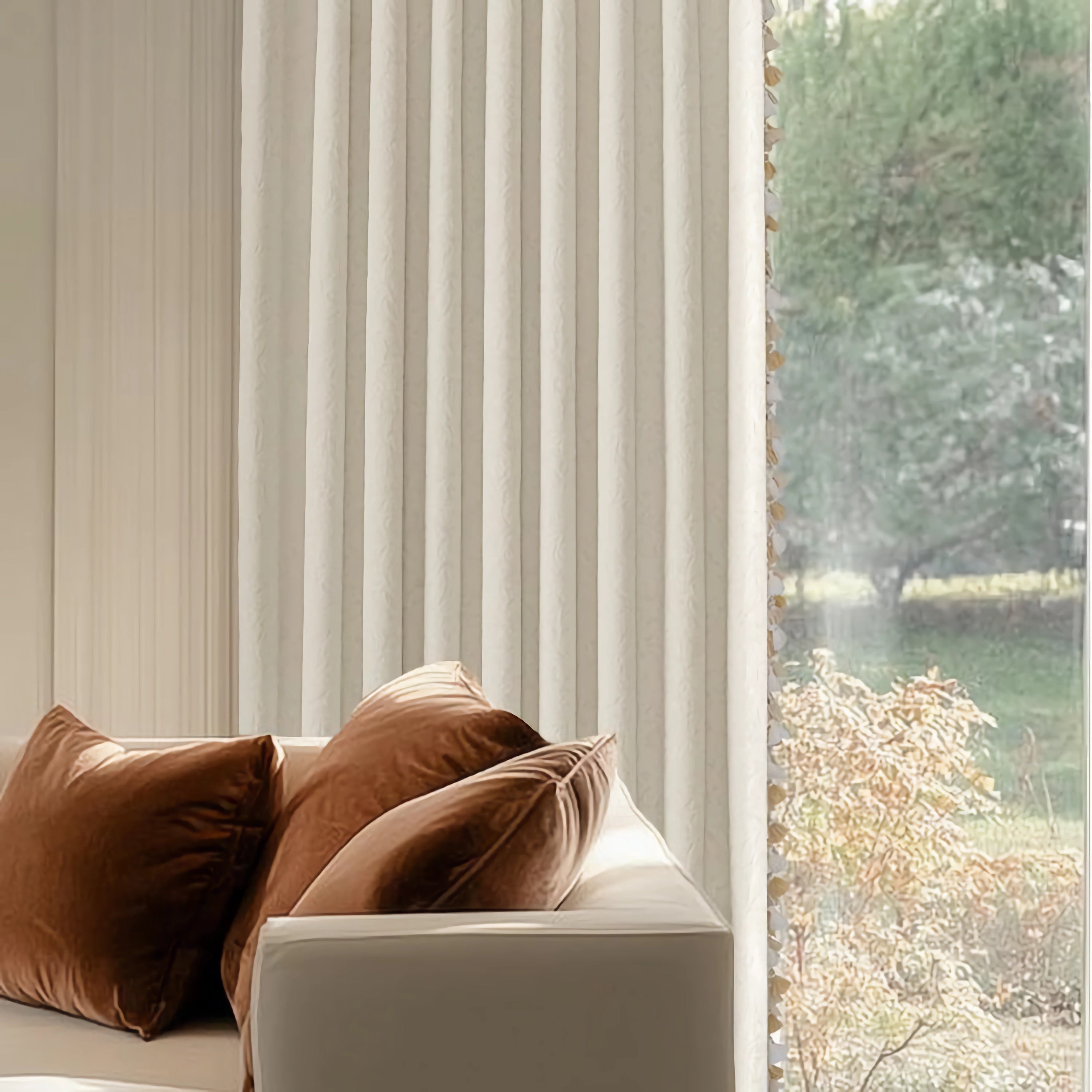 Windsor Jacquard Brown Floral Blackout Curtains - Heavyweight Thermal Insulated Drapes for Living Room & Bedroom - Classic Custom Window Treatments for Light Blocking & Privacy