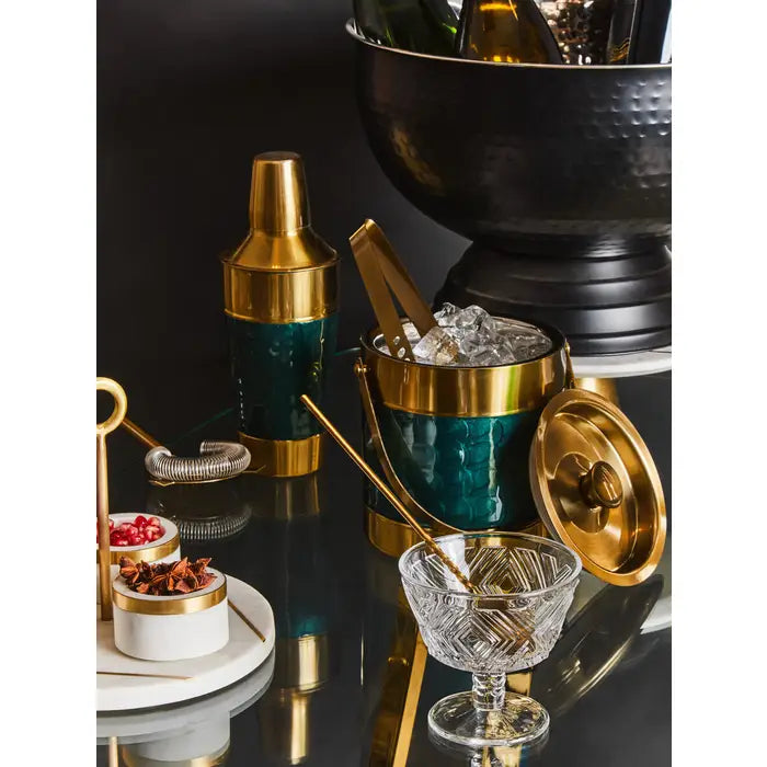 Carolina Green Enamel Ice Bucket - Vintage Style Metal Champagne Wine Cooler for Parties, Weddings & Outdoor Entertaining