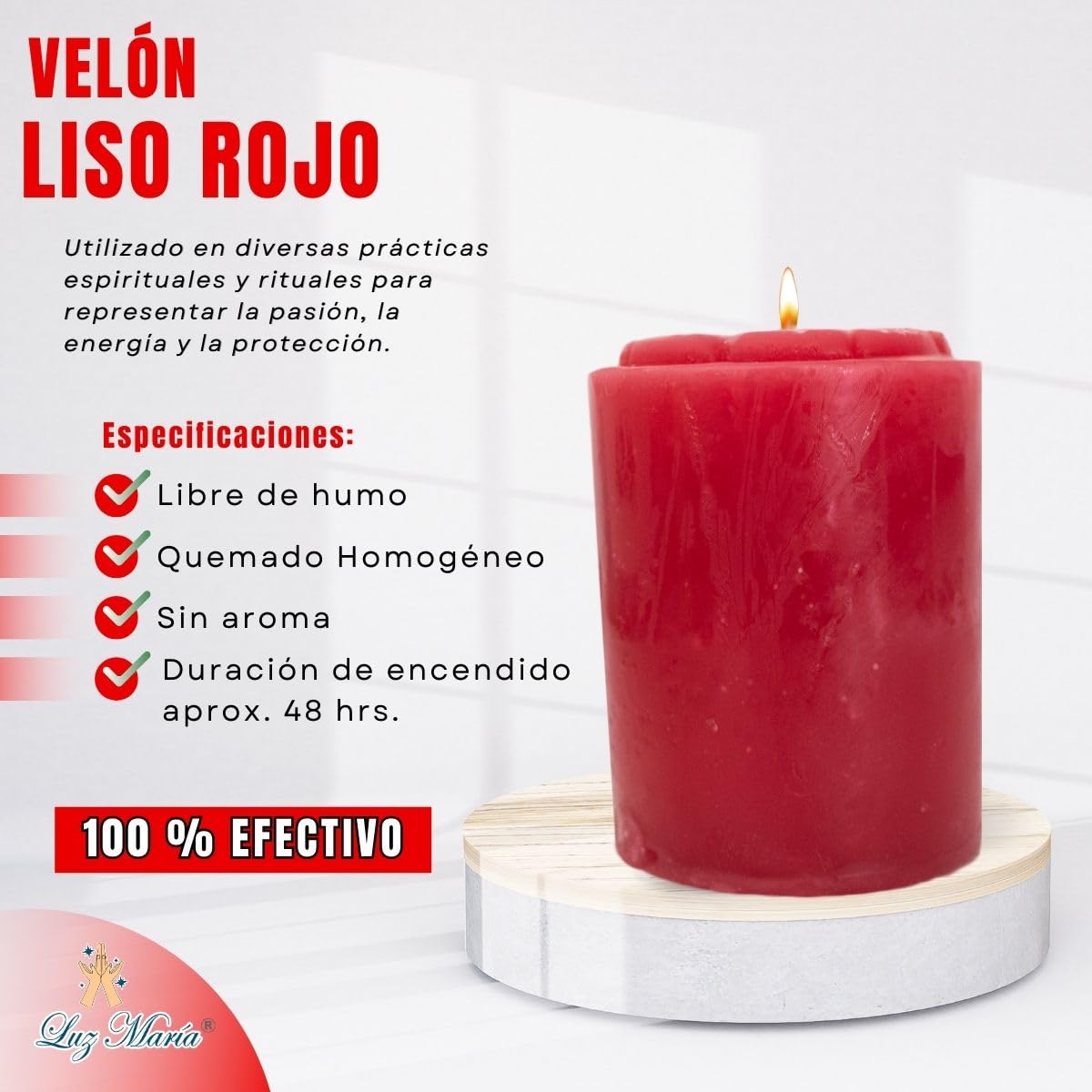 Luz Maria Traditional Unscented Candles 500g - Pack of 4 (Red, Blue, Green, Yellow) - Handmade Prayer Candles for Religious Altars, Home Decor & Spiritual Ceremonies