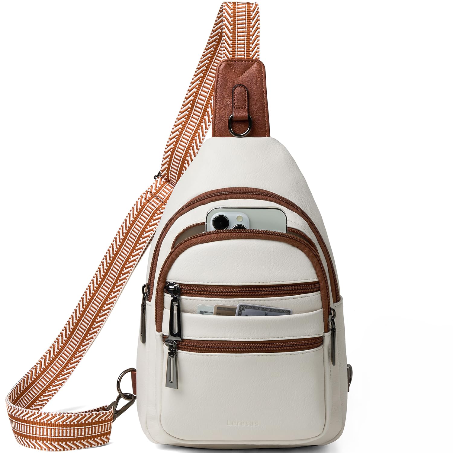 Women's Vegan Leather Crossbody Sling Bag - Anti-Theft Fanny Pack Shoulder Purse for Travel, Gym & Daily Use | Beige