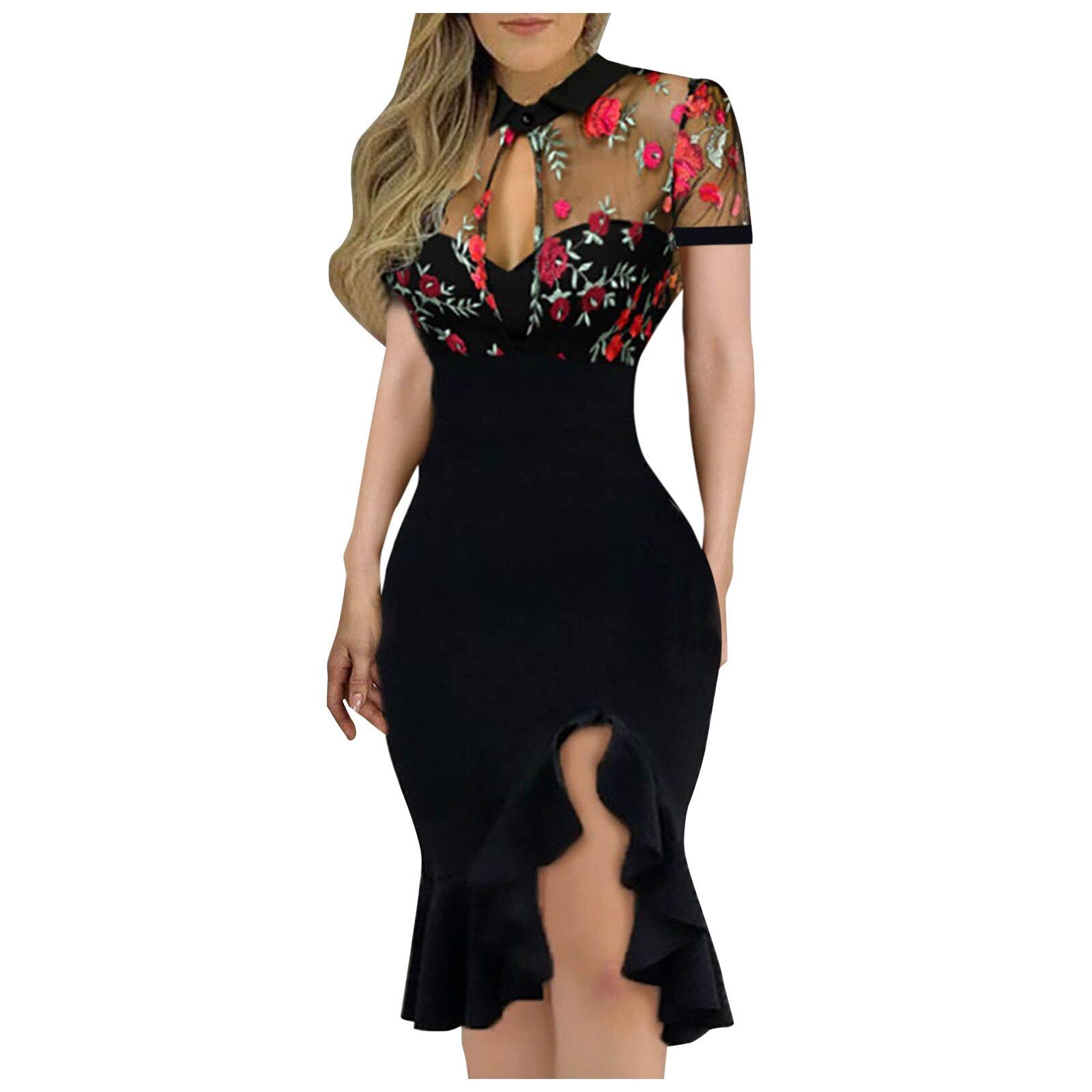 Shakumy Women's Elegant Two-Piece Long Cardigan Lace Jacket Dress - Plus Size Formal Cocktail Wedding Guest Party Mini Dress - Perfect for Evening Events, Bridal Showers & Special Occasions