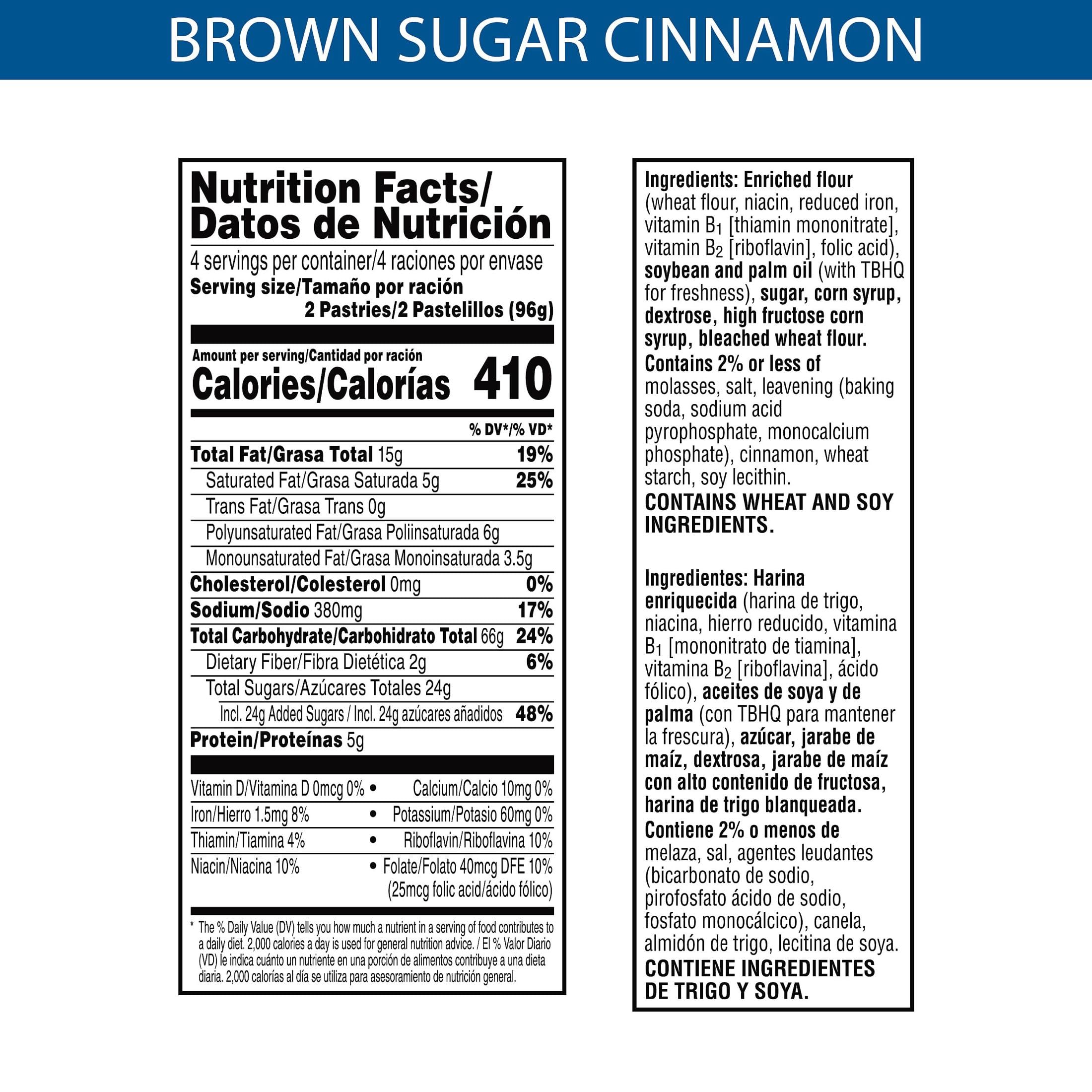 Pop-Tarts Unfrosted Brown Sugar Cinnamon Toaster Pastries - 96 Count (10.15lb) Case - Breakfast Food & Kids Snacks for School Lunches, Quick Breakfast, and On-the-Go Snacking