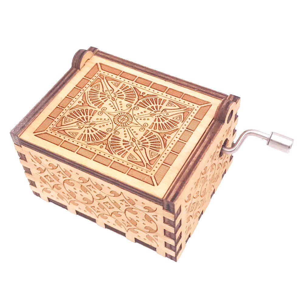Lalaland Music Box Hand Crank - Wooden Carved Musical Box Plays Lalaland Theme Song - Brown - Perfect for Romantic Gifts, Home Decor & Movie Lovers