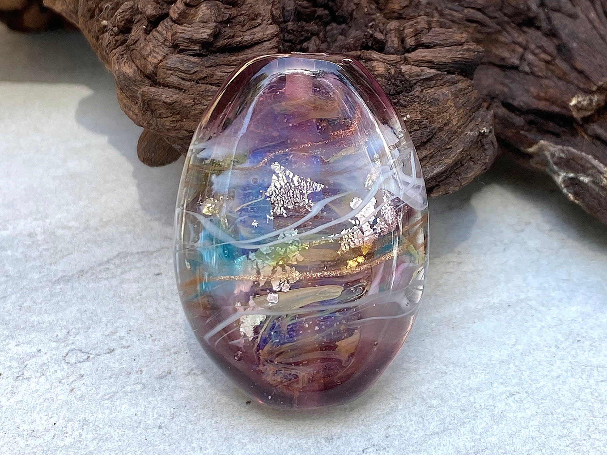 Handmade Amethyst Shimmer Lampwork Glass Focal Bead for Jewelry Making - Perfect for Necklaces, Bracelets, and DIY Craft Projects