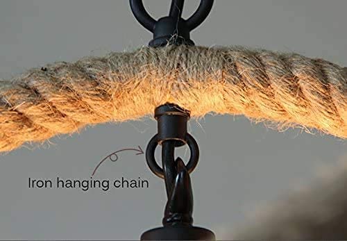Vintage Spherical Chandelier with E14 Base - Hand-Woven Hemp Rope Pendant Lamp for Dining Room, Living Room & Bar Ceiling Lighting | Retro Industrial Style Manila Rope Twined Luminaire