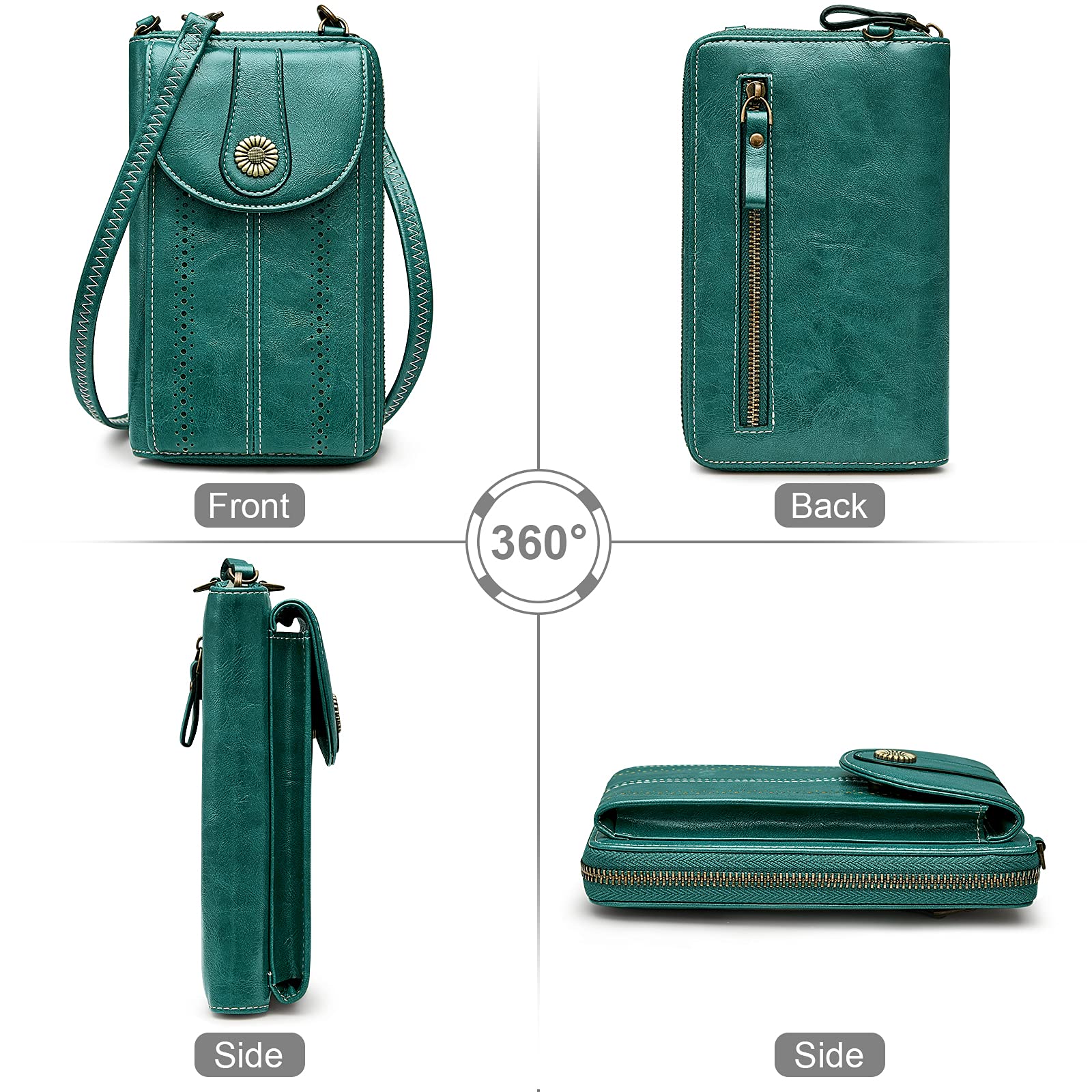 RFID Blocking 6.7 Inch Phone Purse for Women - PU Leather Small Crossbody Bag with Retro Hollow Design - Perfect for Travel, Shopping & Daily Use