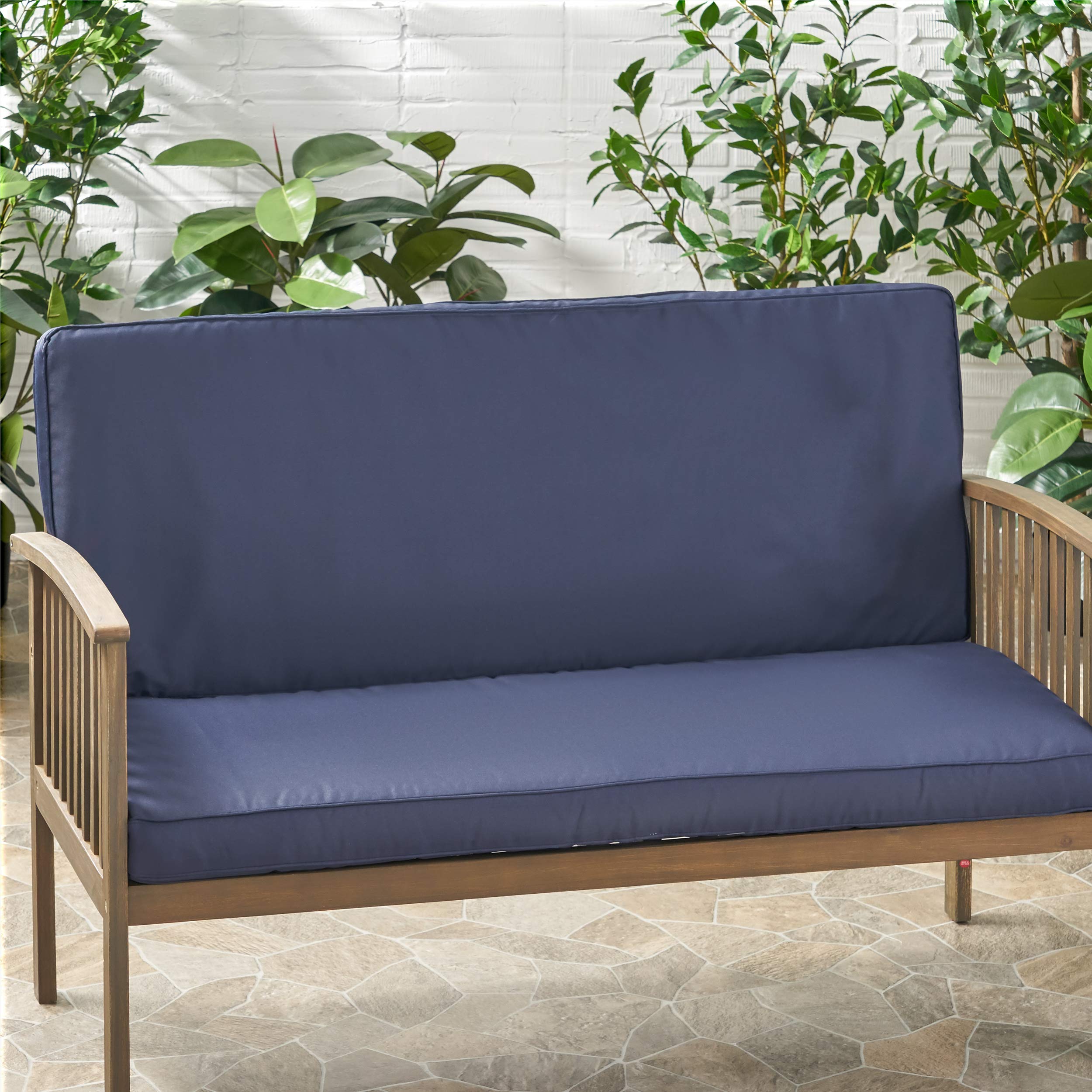 Christopher Knight Home 313290 Gavin Outdoor Water Resistant Fabric Loveseat Cushions - Navy Blue - Weatherproof & Durable Patio Furniture Cushions for Deck, Porch, and Poolside Lounging