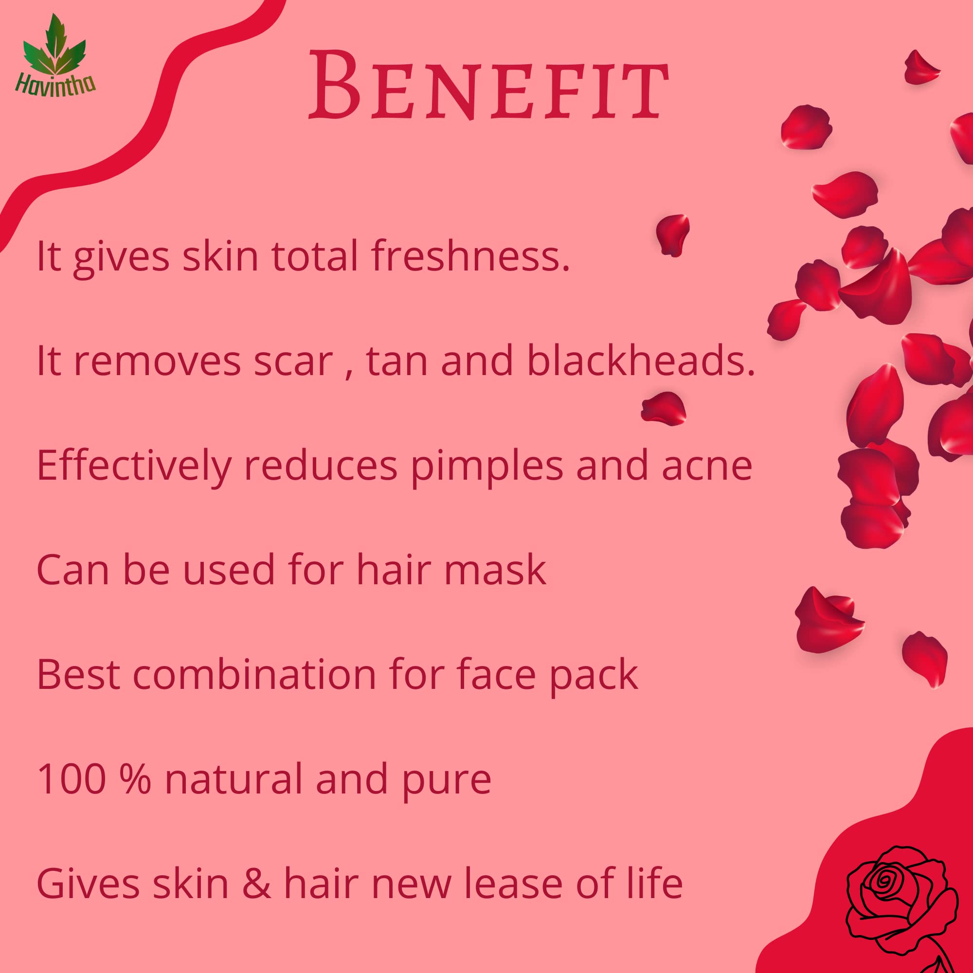 100% Pure & Natural Rose Petals Powder for Face Mask & Skin Care - 100g | Organic Facial Treatment, DIY Beauty Recipes, Spa Day Essential