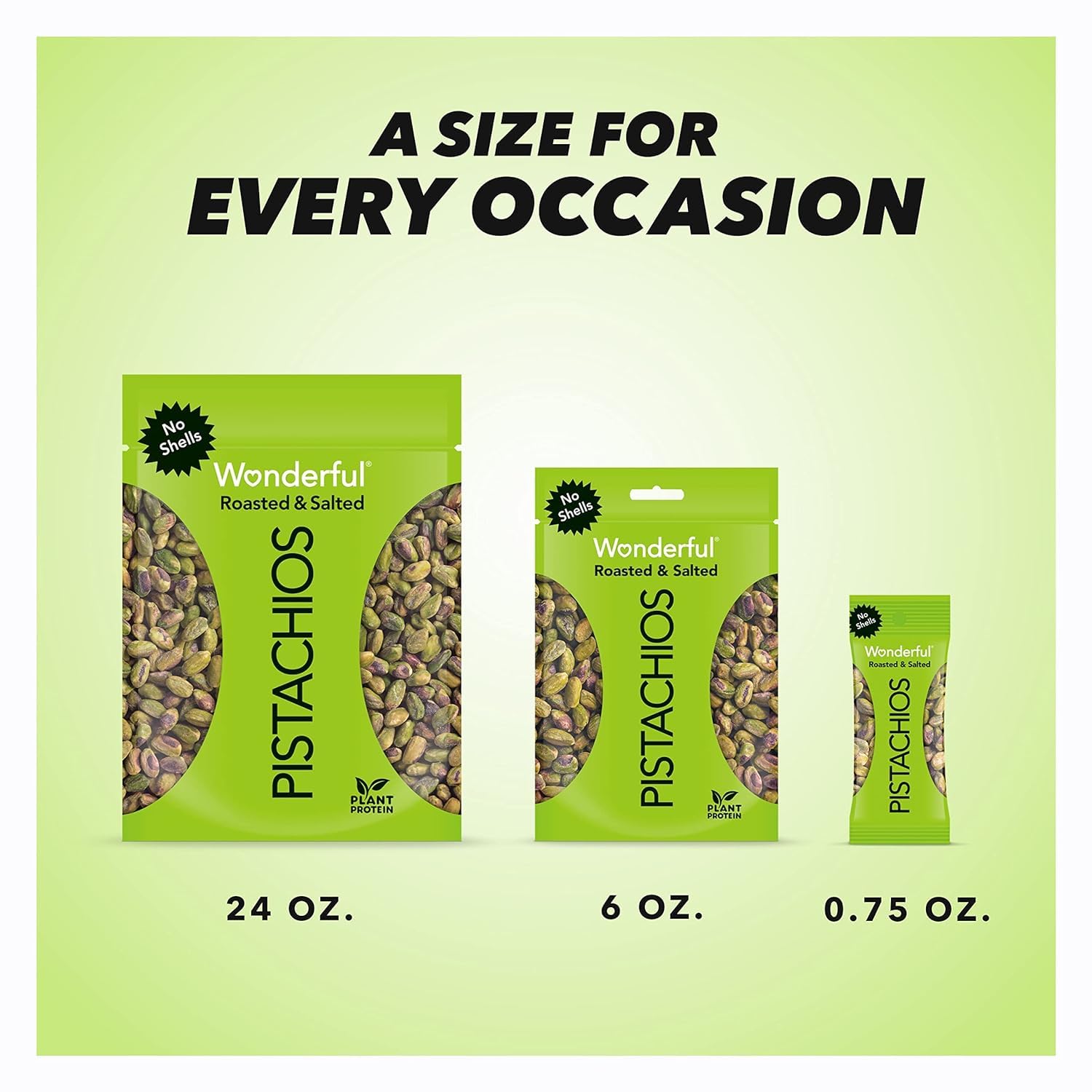 Wonderful Pistachios No Shells - Roasted & Salted Nuts, 6oz Resealable Bag | High Protein Snack, Gluten Free, Healthy Snacks for Adults | Perfect for Office, Gym & On-the-Go