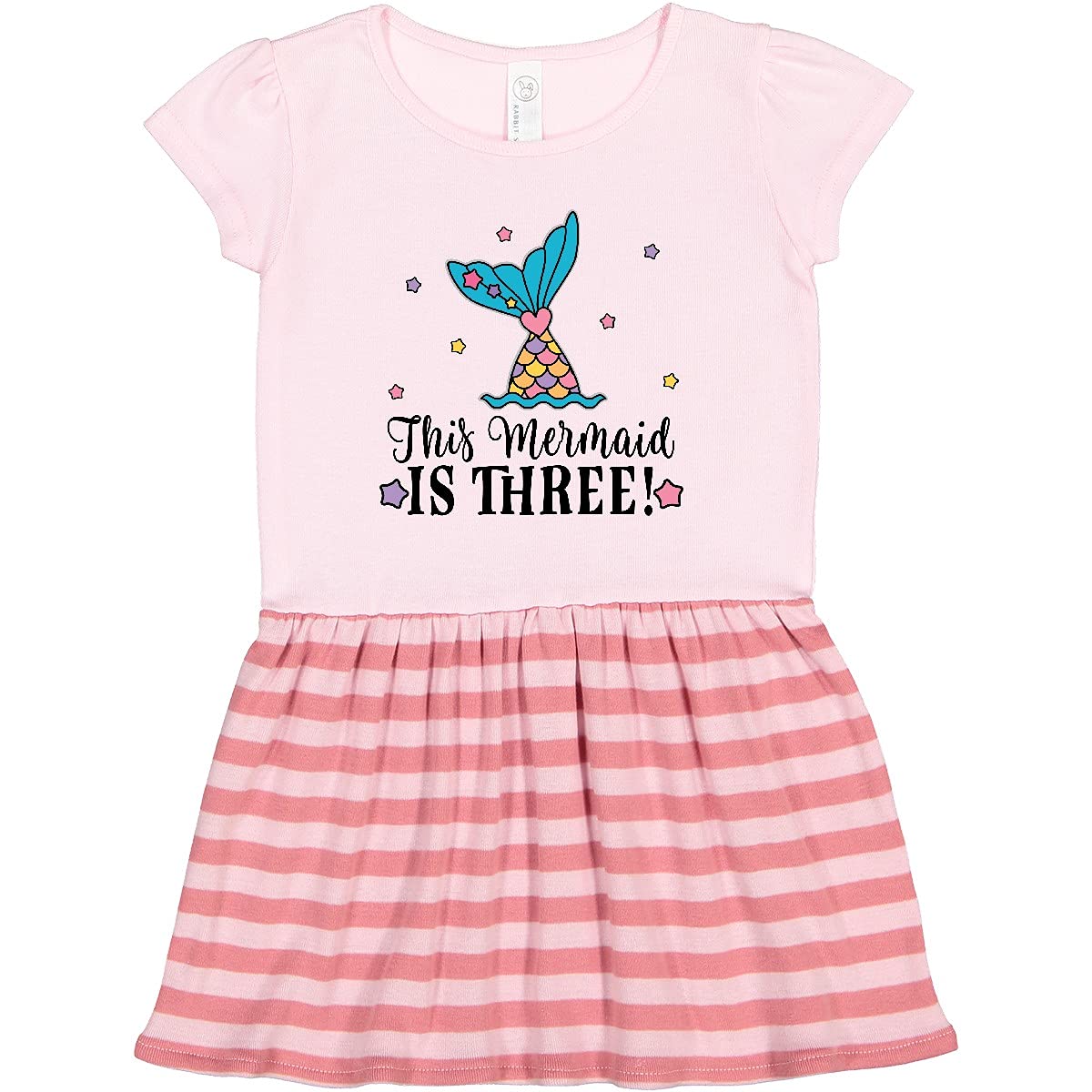 Inktastic 3rd Birthday Mermaid Tail Girls Party Toddler Dress - Cute Outfit for Birthday Celebrations, Beach Parties & Photo Shoots